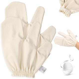 Garshana Gloves Raw Silk Massage,Raw Silk Gloves Garshana with Elastic Wrist Bands,for Skin Brushing Massage (2PCS)