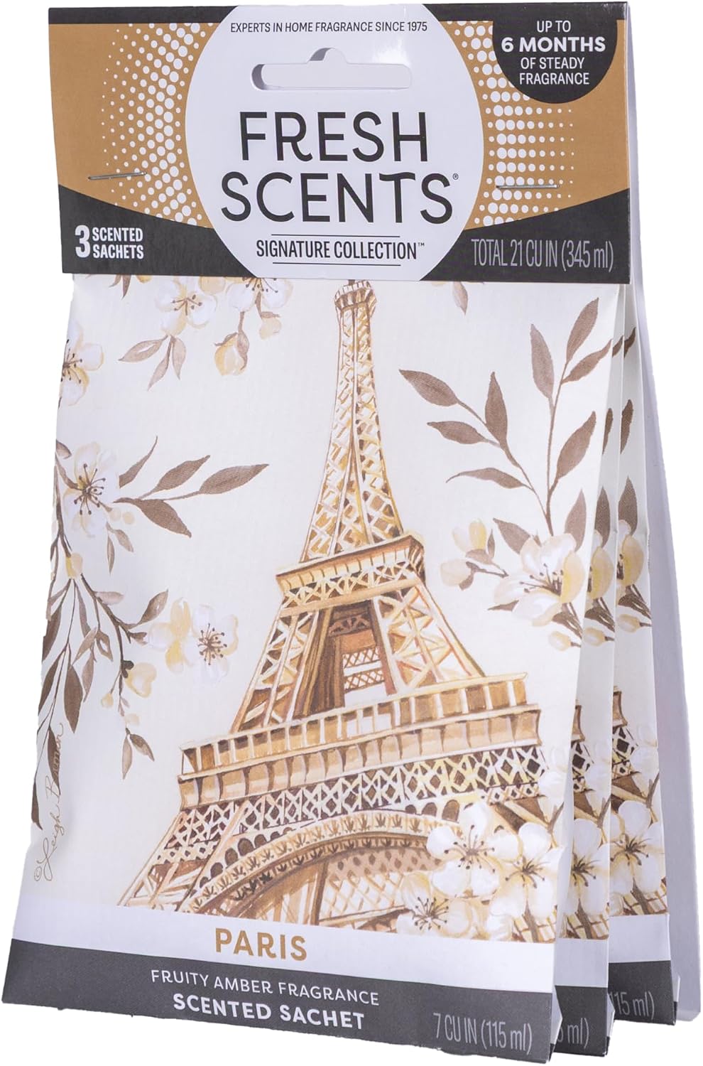 Fresh Scents | Scented Sachet Packet | Paris | Air Freshener Bags for Drawers, Closets, Cars | 3 Pack | Long Lasting Home Fragrance