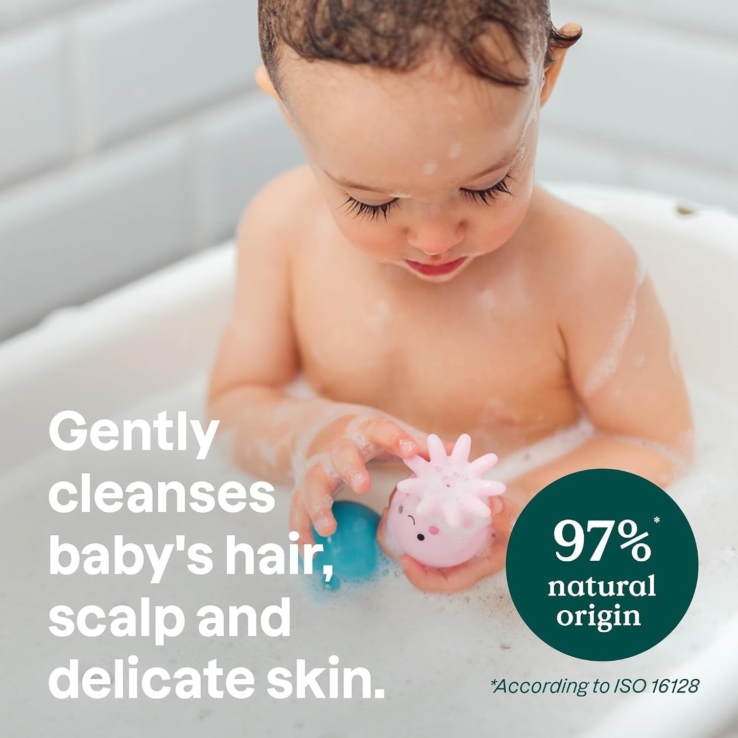 Attitude Bubble Body Wash for Baby, EWG Verified, Extra Gentle, Enriched with Oatmeal, Dermatologically Tested, Plant and Mineral-Based, Vegan, Unscented, 8 Fl Oz