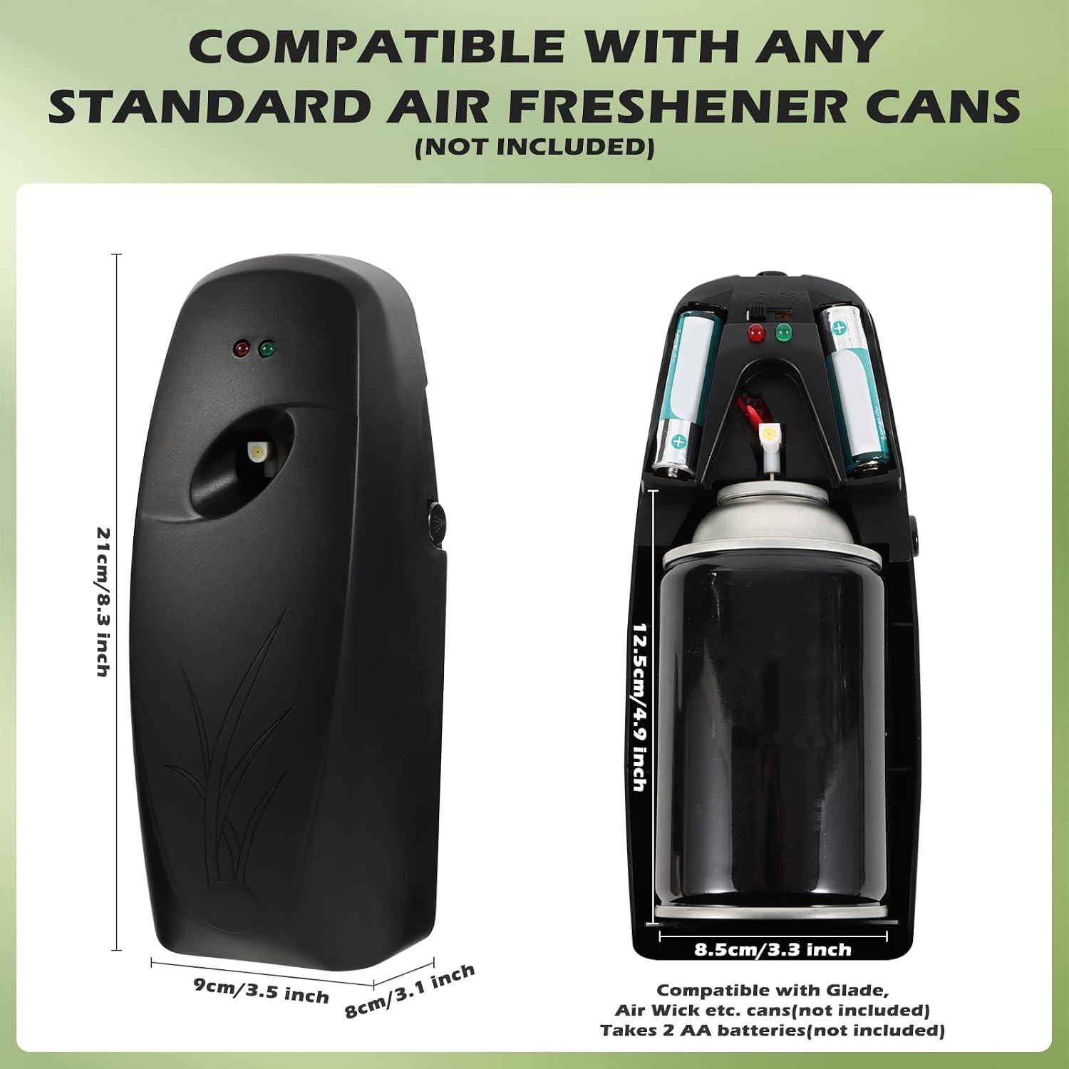 2PCS Automatic Air Freshener Spray Dispenser - Commercial and Home Use - Multiple Time Scent/Mist Release Settings for Room/Restroom Sprayer,Air Freshener not Included,Black