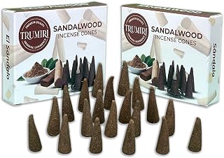 TRUMIRI Sandalwood Incense Cones - Total 20 Cone Incense - Dual Pack of 10 Insence Cones - Incense Cones Scented - Cone Incense Scents - Insense Cones - Incent Cone