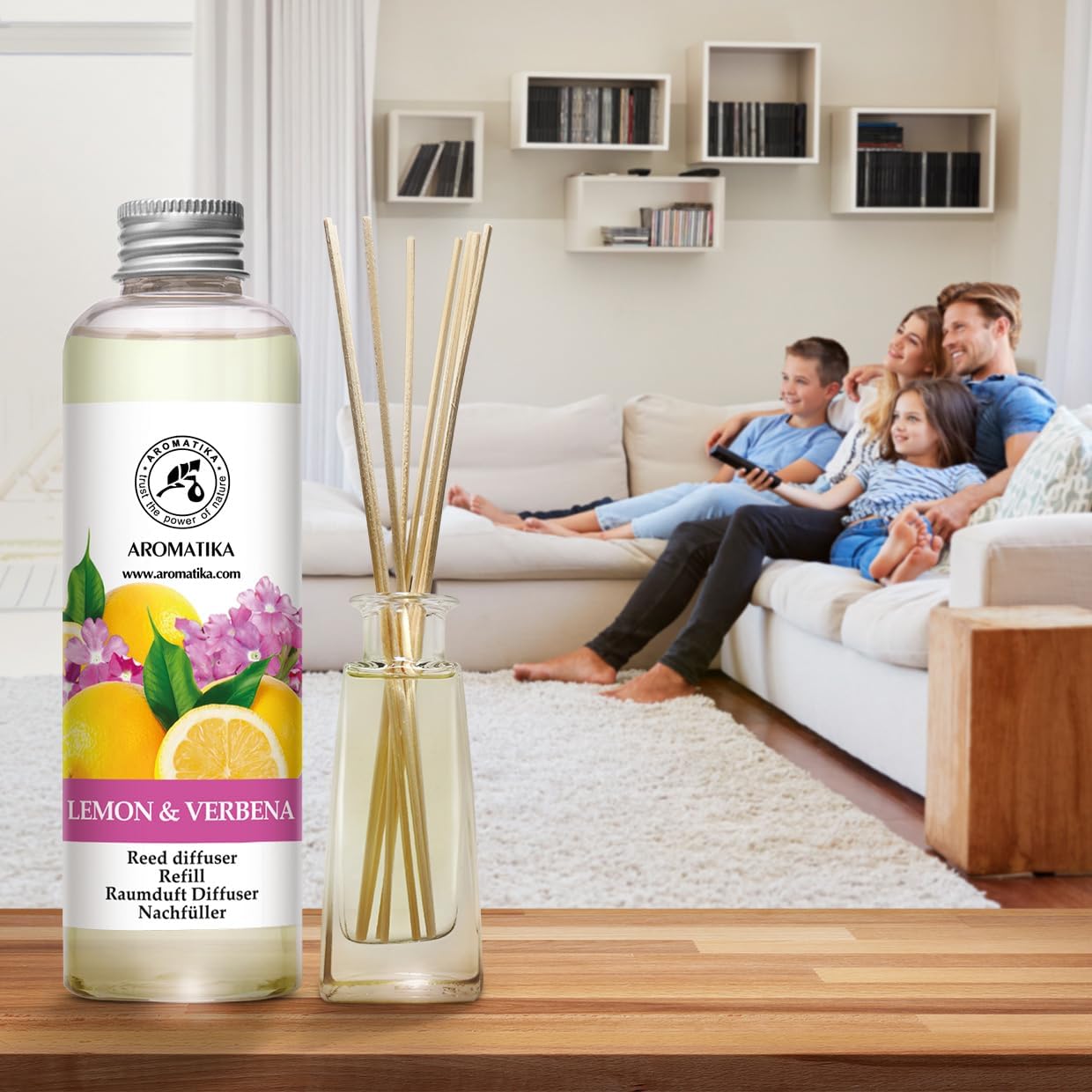 Lemon & Verbena Refill Reed Diffuser 6.8 Fl Oz - Room Diffuser Refill - Home Fragrance - Room Freshener - Fresh and Long Lasting Fragrance