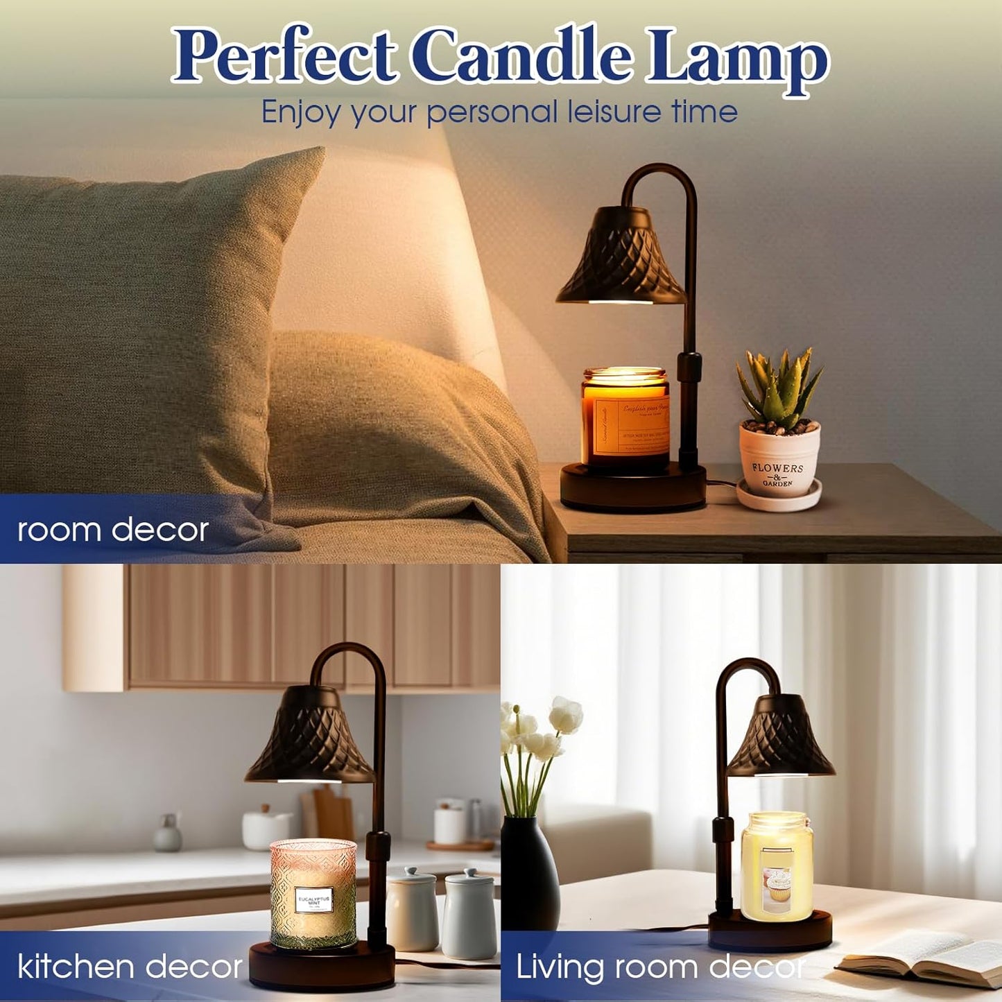 Banbanda Adjustable Candle Warmer Lamp with Timer: Candle Lamps fits All Candle Jar Home Decor - Wax Warmer for Scented Wax - Birthday Gifts for Women
