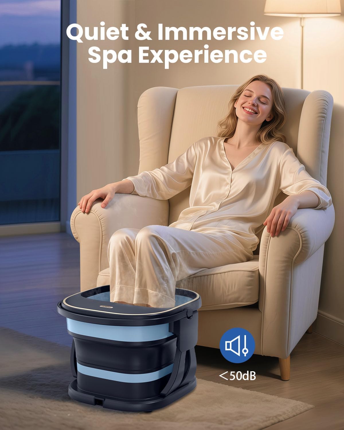 Puboo Collapsible Foot Spa Bath Massager with Heat, 95-115°F Precise Temp Control, Motorized Massage Rollers, Heated Foot Bath Soak Tub, Fits up to US Men’s Size 11 / Women’s Size 12.5