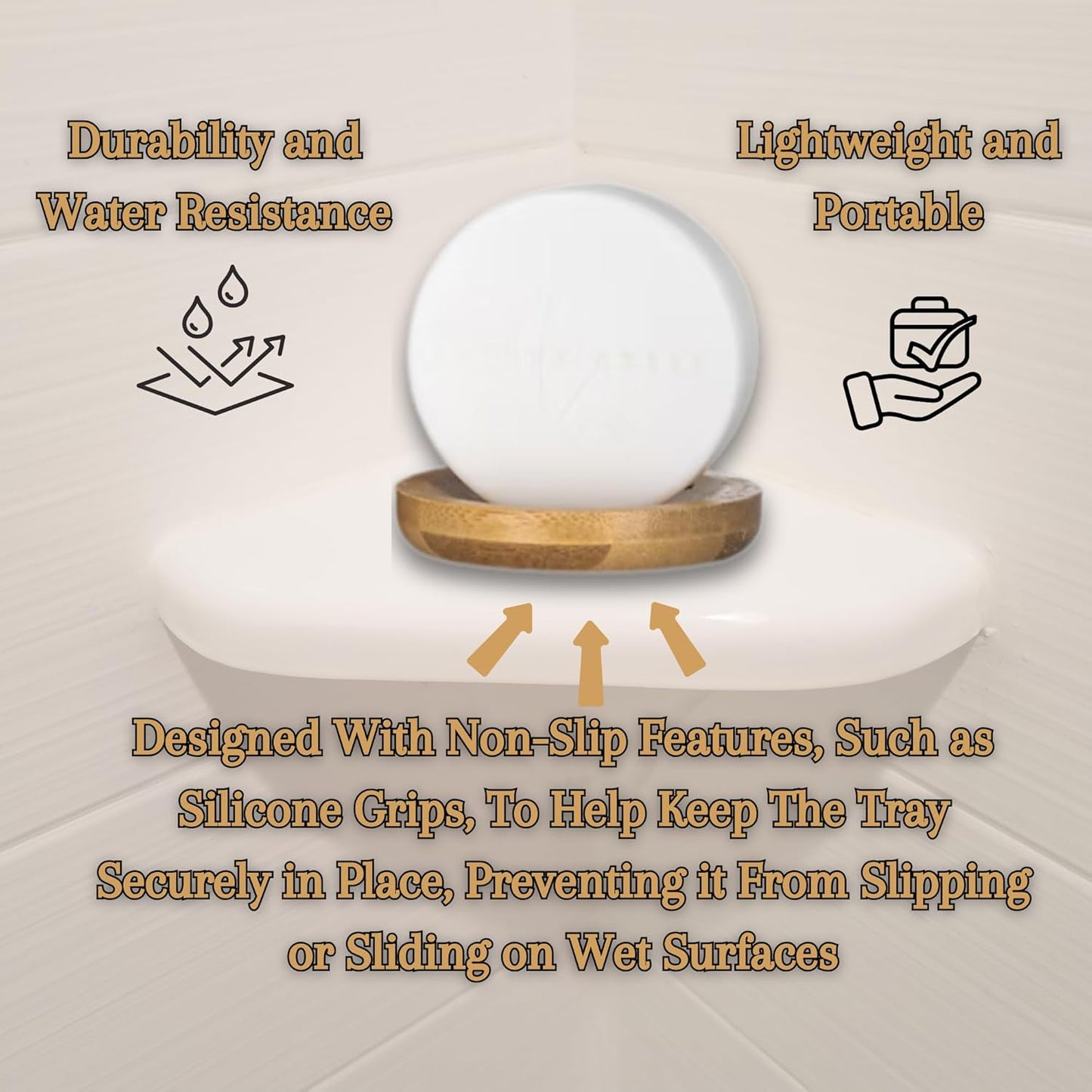 Bamboo Soap Dish & Shower Steamer Holder, Soap Tray and Shower Steamer Tray Eco-Friendly with Drainage, Durable Design