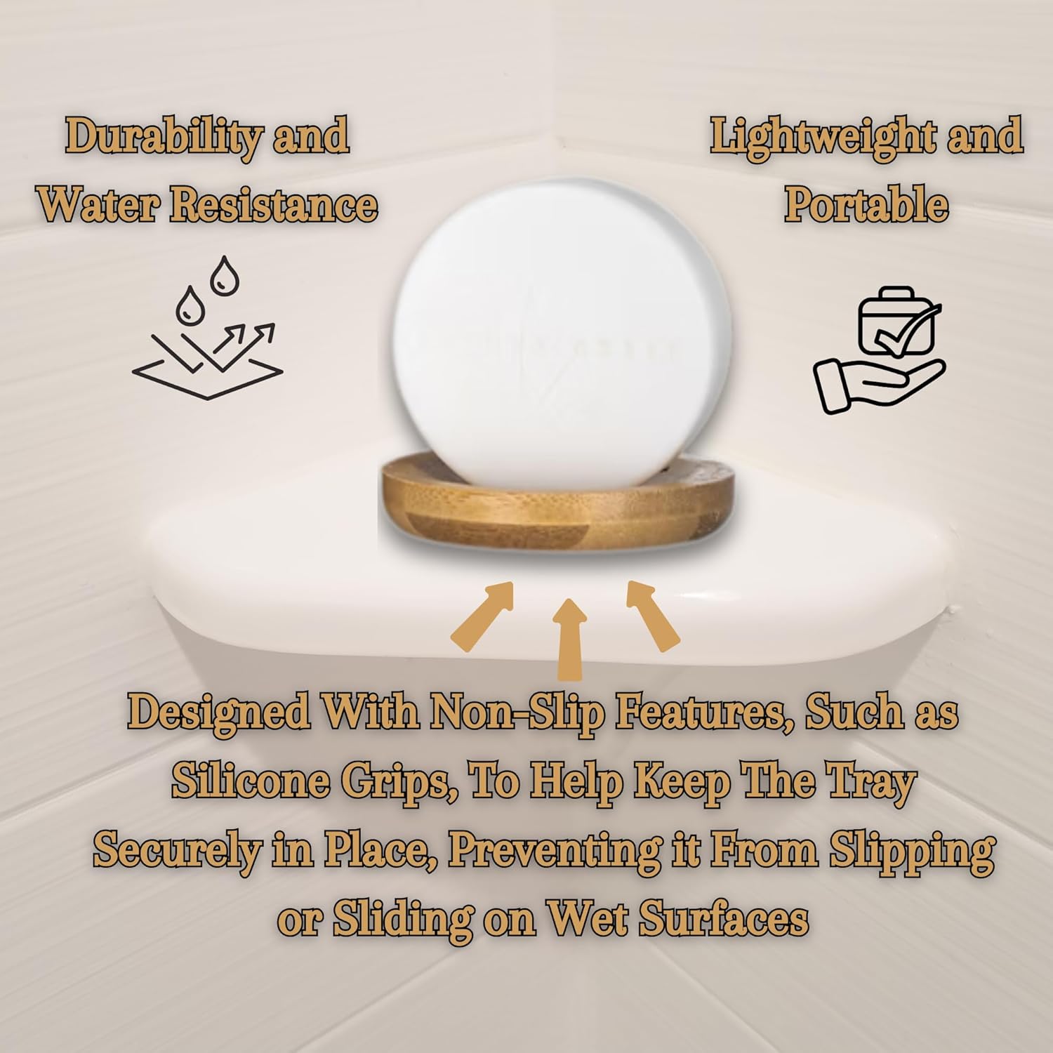 Bamboo Soap Dish & Shower Steamer Holder, Soap Tray and Shower Steamer Tray Eco-Friendly with Drainage, Durable Design