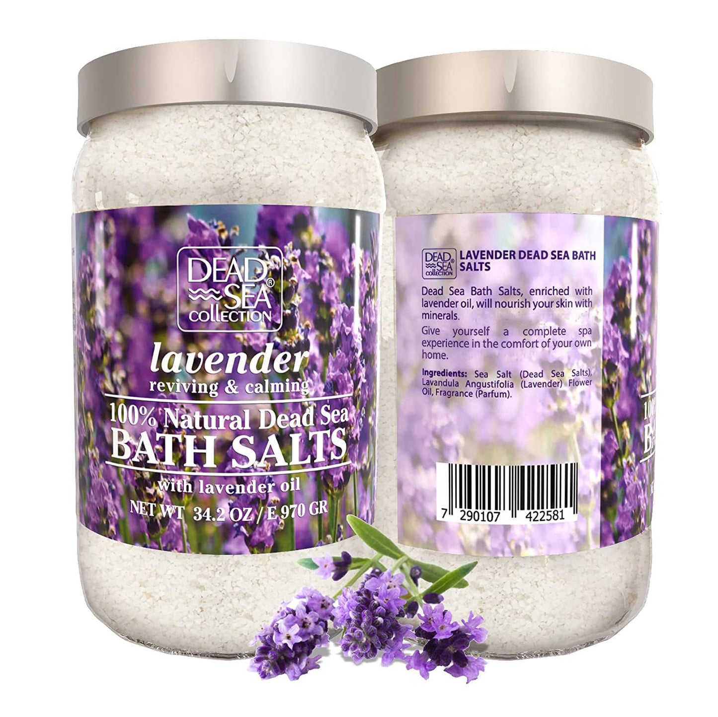 Dead Sea Collection Bath Salts with Lavender – Pure Dead Sea Salt and Lavender Oil - Nourishing Soothing and Relaxing Skin and Muscle – 34.2 Oz