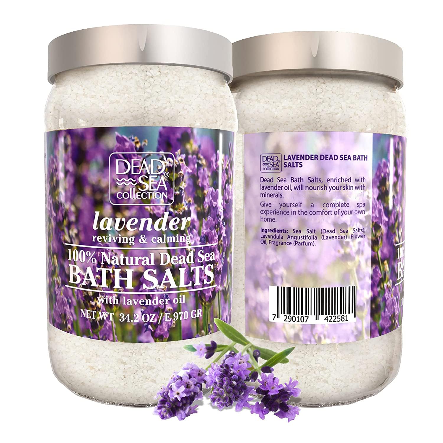 Dead Sea Collection Bath Salts with Lavender – Pure Dead Sea Salt and Lavender Oil - Nourishing Soothing and Relaxing Skin and Muscle – 34.2 Oz