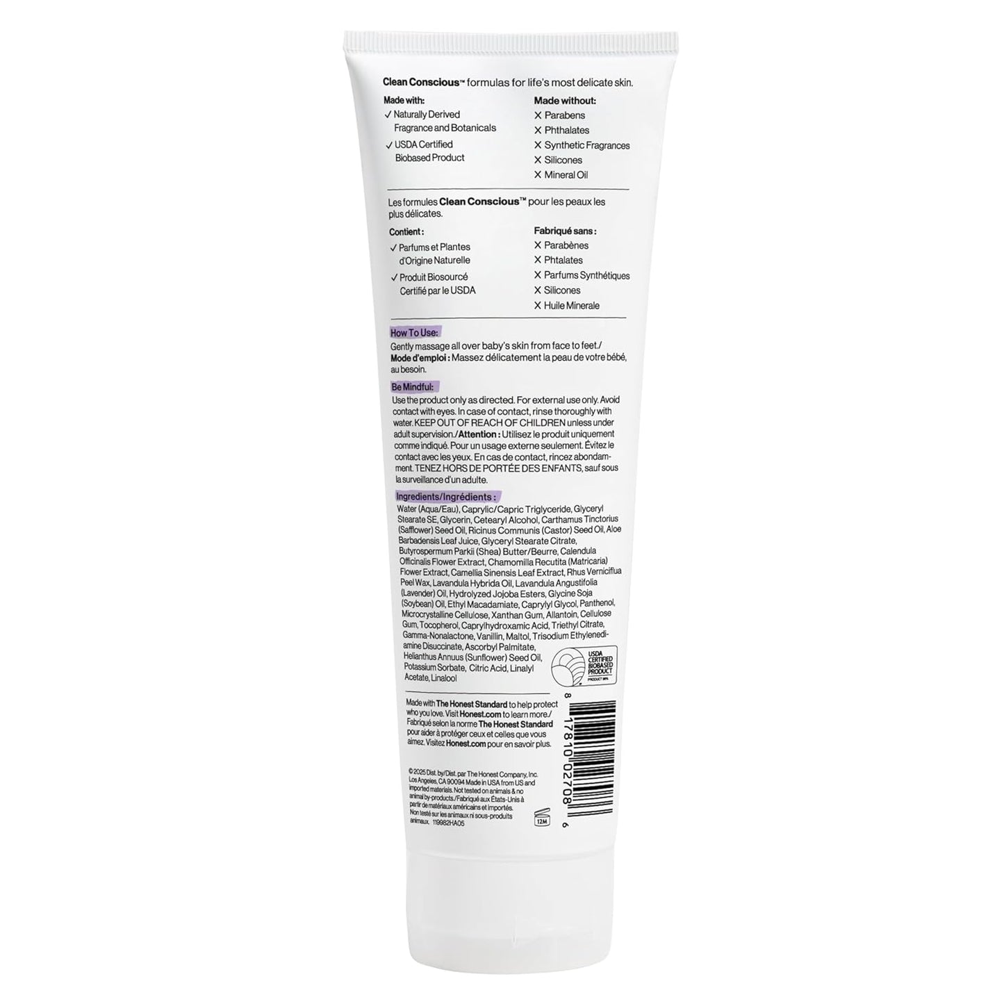 The Honest Company Hydrating Face Body Lotion, Fast Absorbing, Naturally Derived, Hypoallergenic, Lavender Calm, 8.5 fl oz