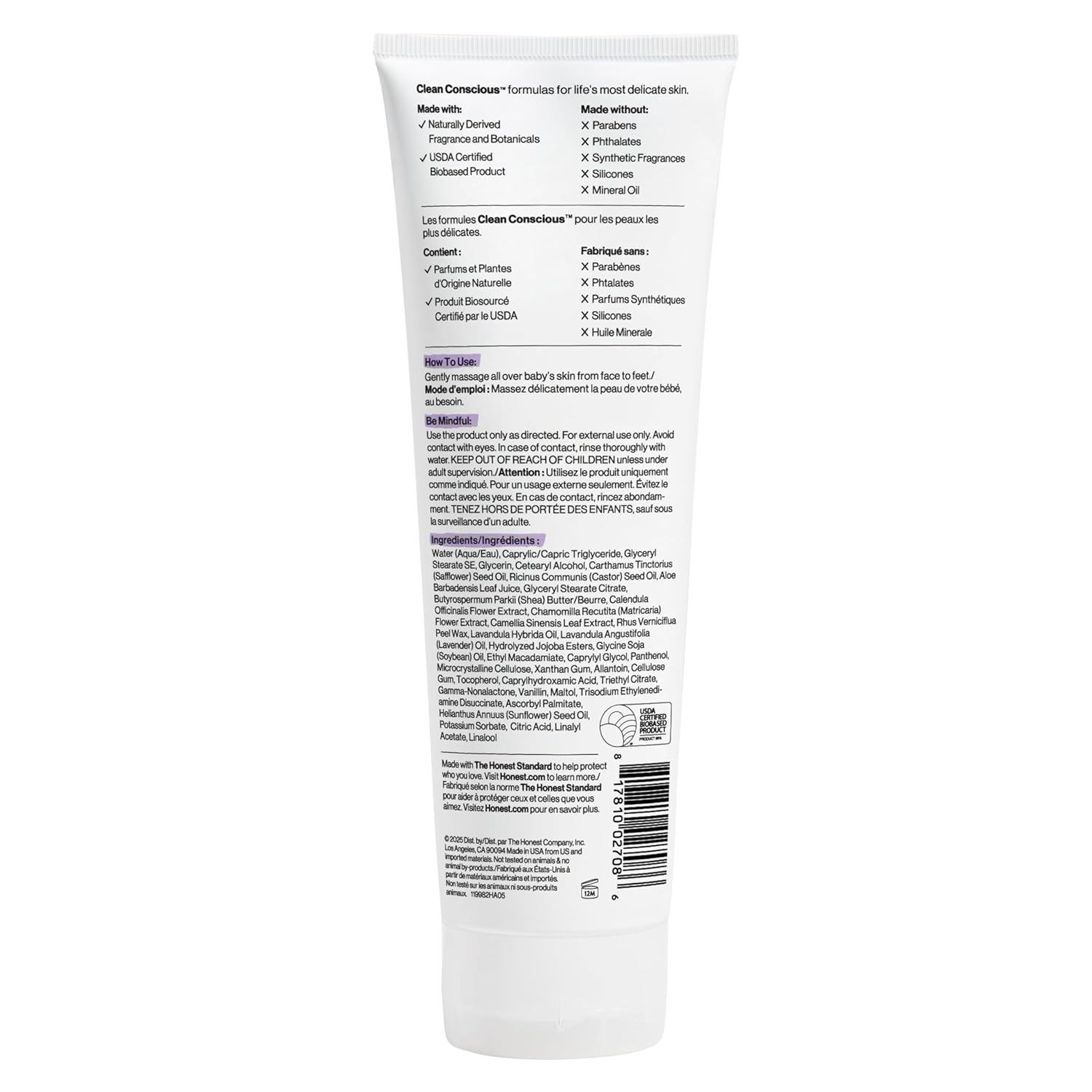 The Honest Company Hydrating Face Body Lotion, Fast Absorbing, Naturally Derived, Hypoallergenic, Lavender Calm, 8.5 fl oz