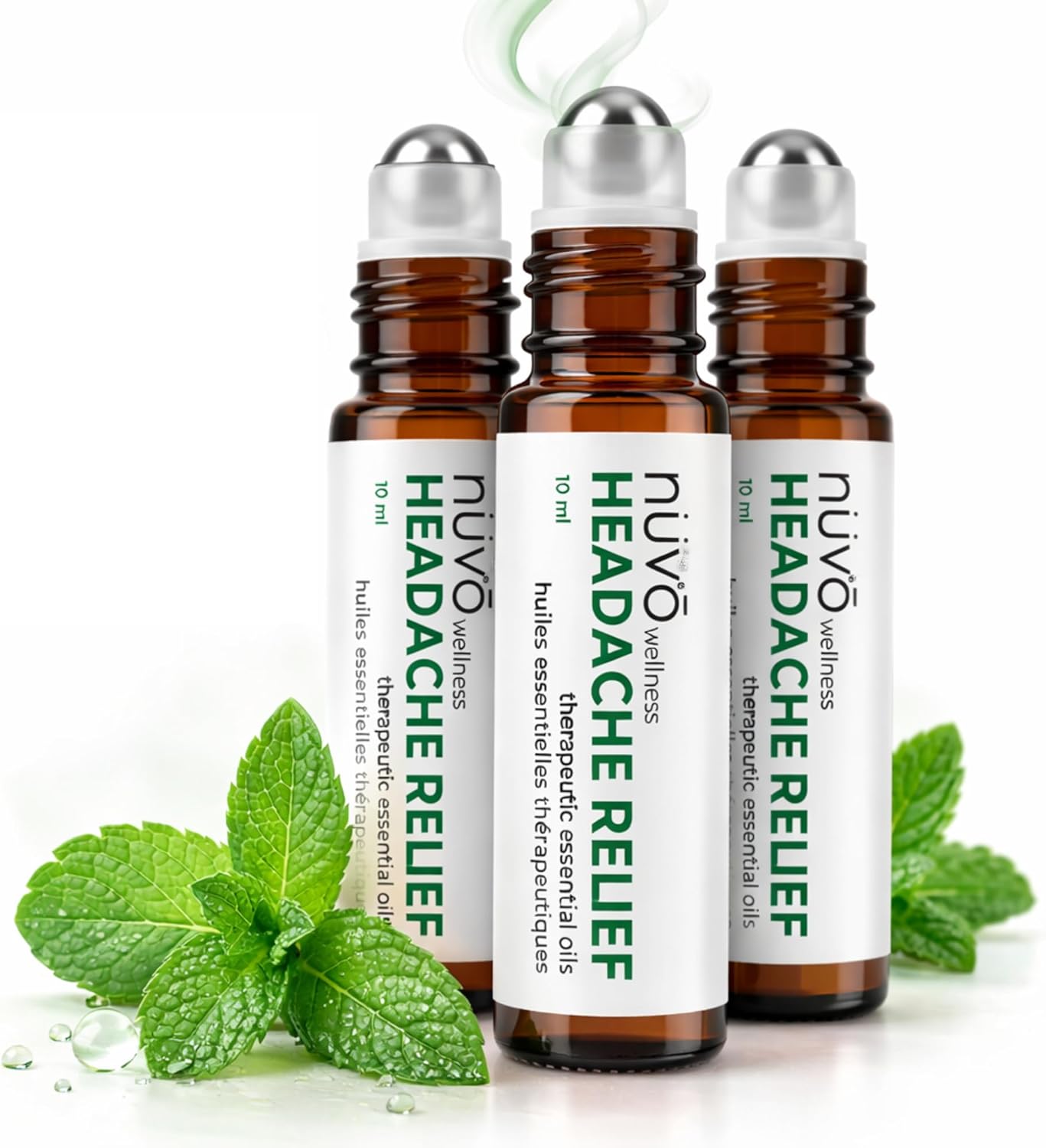 Migraine Relief Roll-On, Made with Peppermint, Lavender, Eucalyptus, & Other Aromatherapy Essential Oils, for Headaches, and Sore Muscles