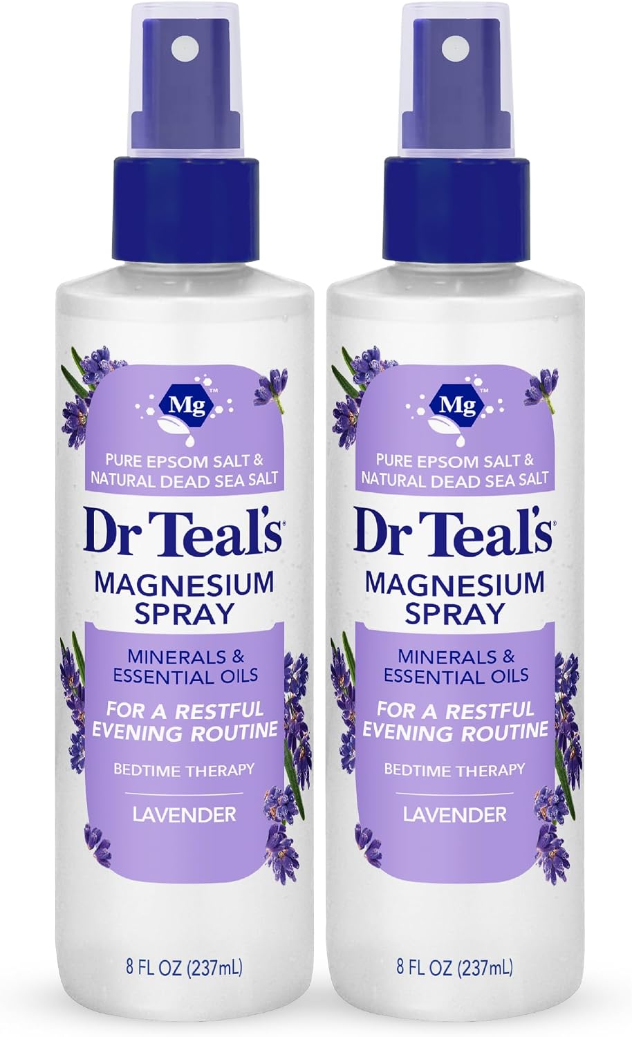 Dr Teal's Magnesium Lavender Spray with Natural Dead Sea Salt, 8 fl oz (Pack of 2)