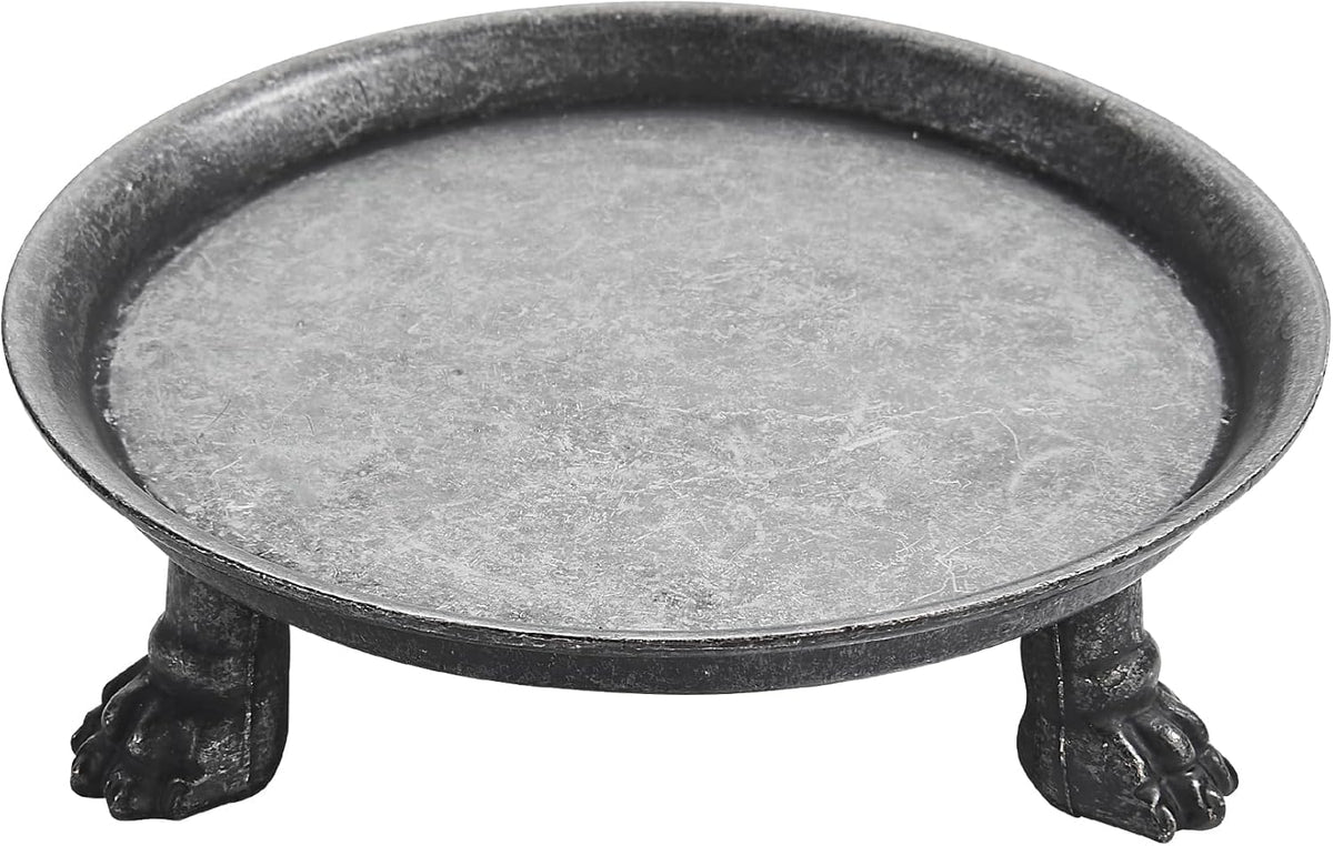 khtumeware Vintage 4.5 Inch 100% Solid Brass Clawfoot Candle Dish - Pedestal Dish - Rustic Black Candle Holder - Jewelry