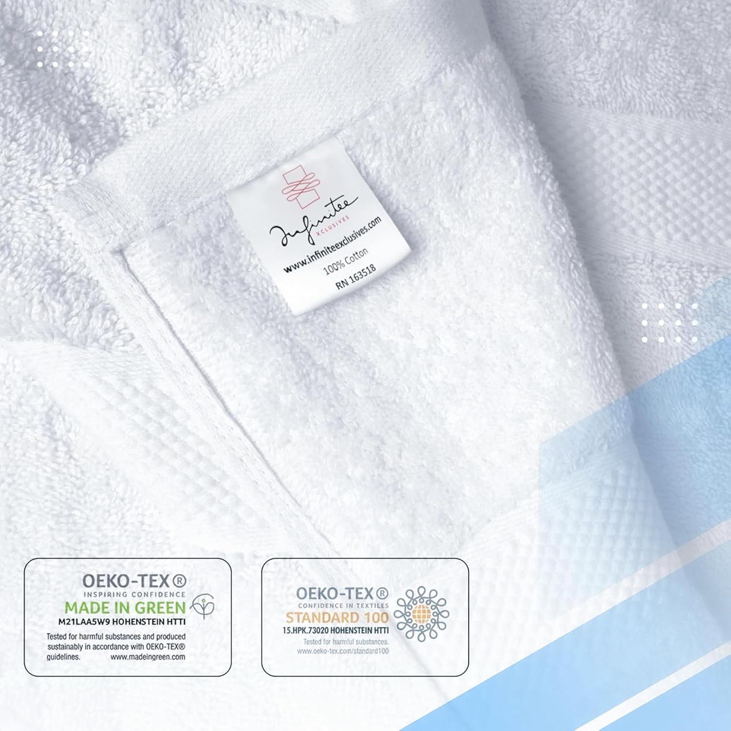 Infinitee Xclusives Luxury 100% Ring-Spun Cotton White Bath Towels Set of 4 (27x54 inches) – Soft, Absorbent & Quick-Drying Towels for Bathroom, Gym, Spa & Hotel Use (Brilliant White, Bath Towels)