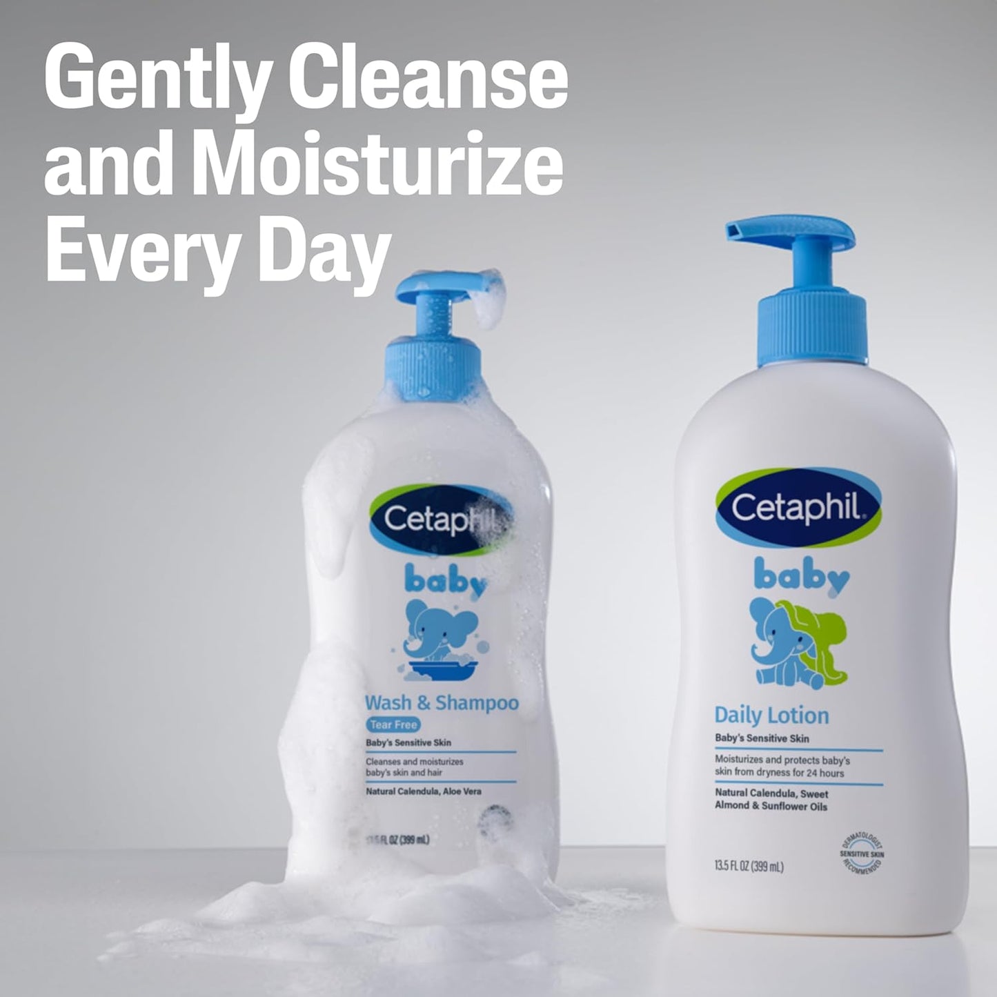 Cetaphil Baby Daily Lotion with Organic Calendula, 13.5 fl oz, Vitamin E, Sweet Almond & Sunflower Oils, Mineral Oil Free, Paraben Free, Dermatologist Tested, Clinically Proven for Sensitive Skin