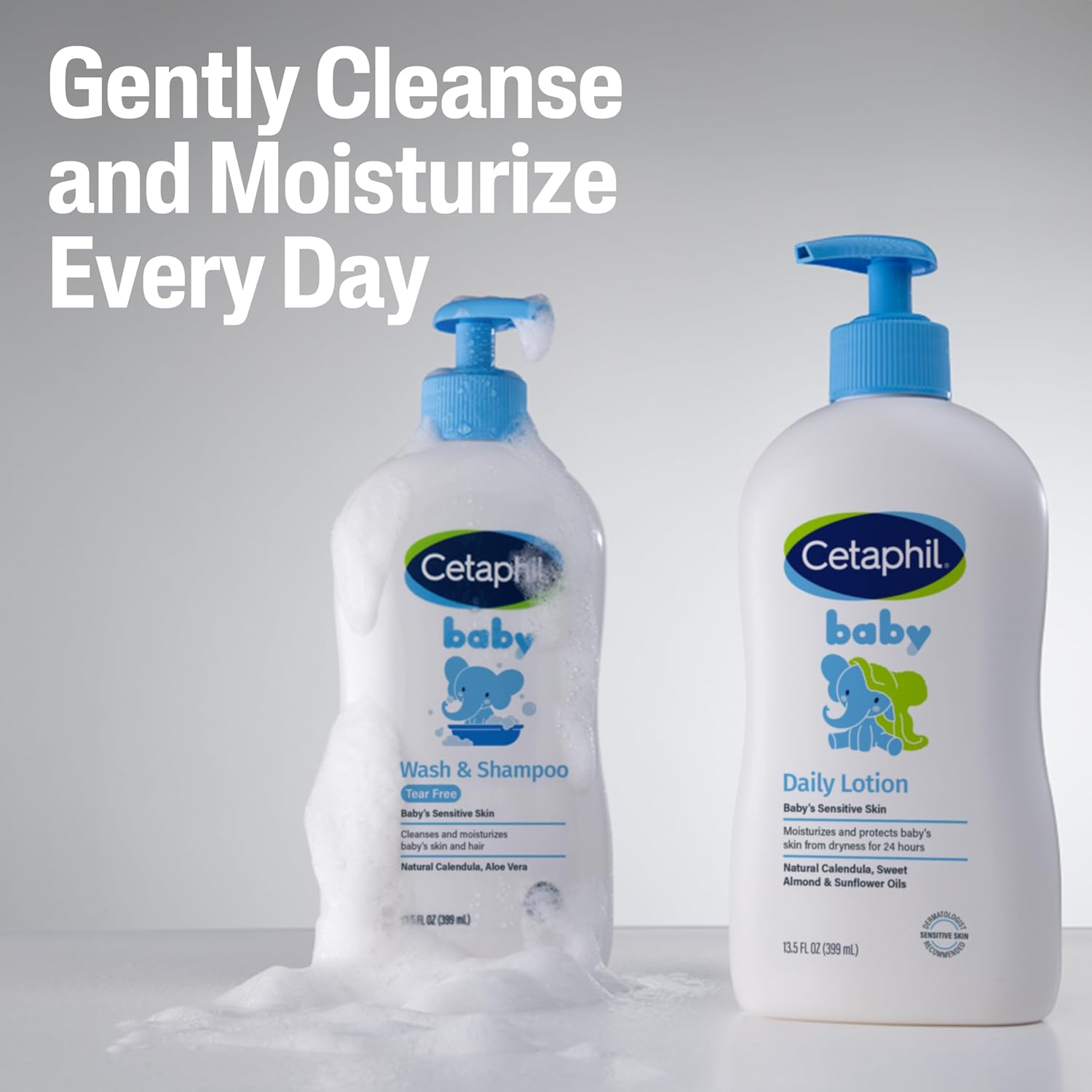 Cetaphil Baby Daily Lotion with Organic Calendula, 13.5 fl oz, Vitamin E, Sweet Almond & Sunflower Oils, Mineral Oil Free, Paraben Free, Dermatologist Tested, Clinically Proven for Sensitive Skin