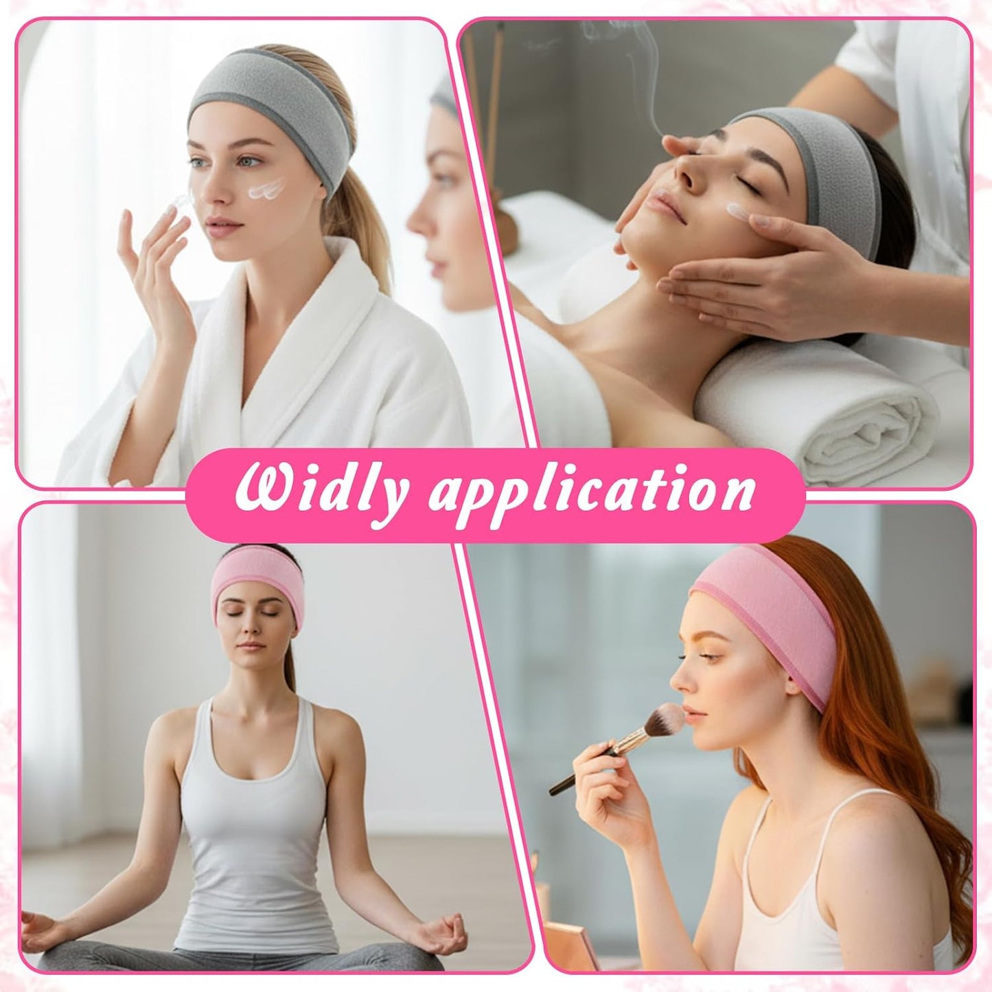 3Pcs Facial Spa Headband, Adjustable Face Wash Headscarf for Women, Soft Hair Wrap Headband for Washing Face, Makeup, and Shower