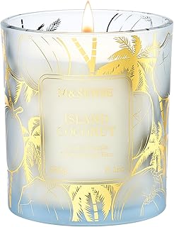 M&SENSE Coconut Soy Candle, 8.1oz 42-Hour Long Burning Time Naturally Scented Candles, Creamy Tropical Island Scent, Summer Meditation Gift