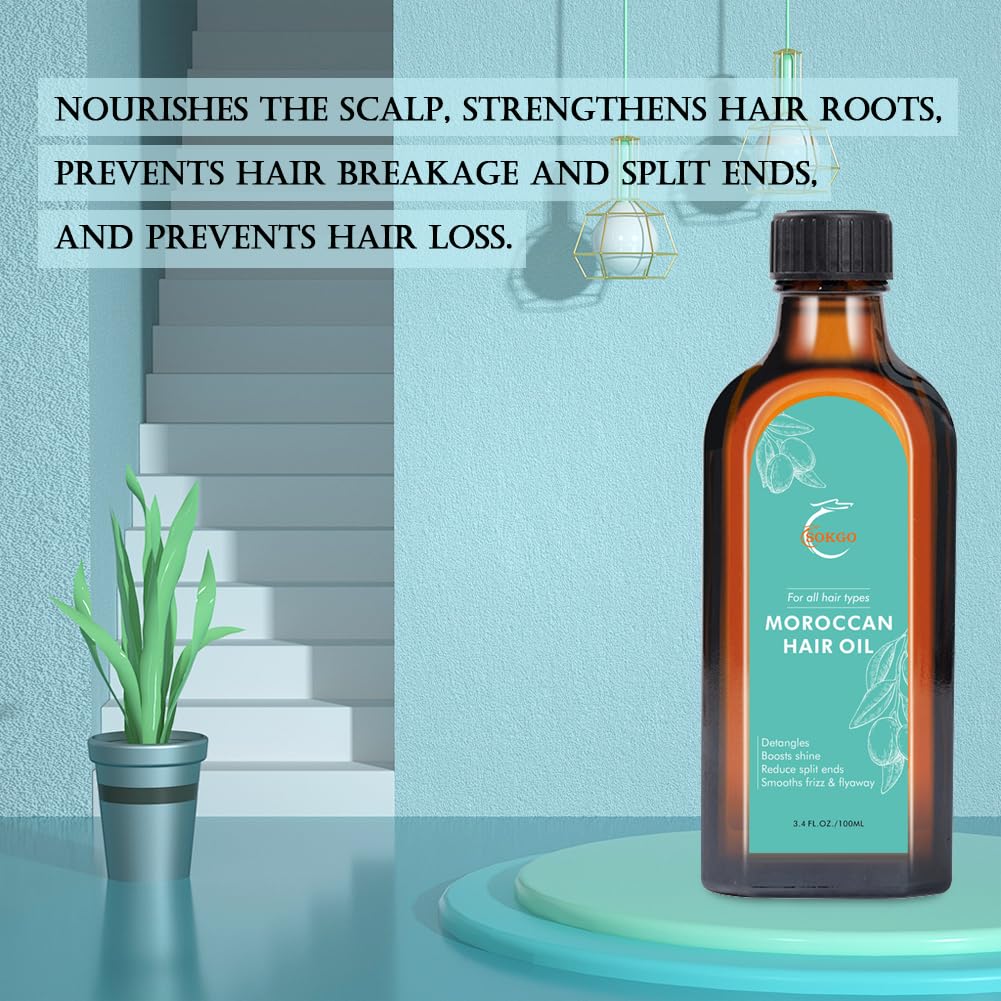 Moroccan Argan Treatment Hair Oil for Luxurious Hair Care and Repair, Extra Strength Argan Treatment Hair Oil Treatment for Split Ends, Frizzy Hair and Flyaways (1, 100, Milliliters)