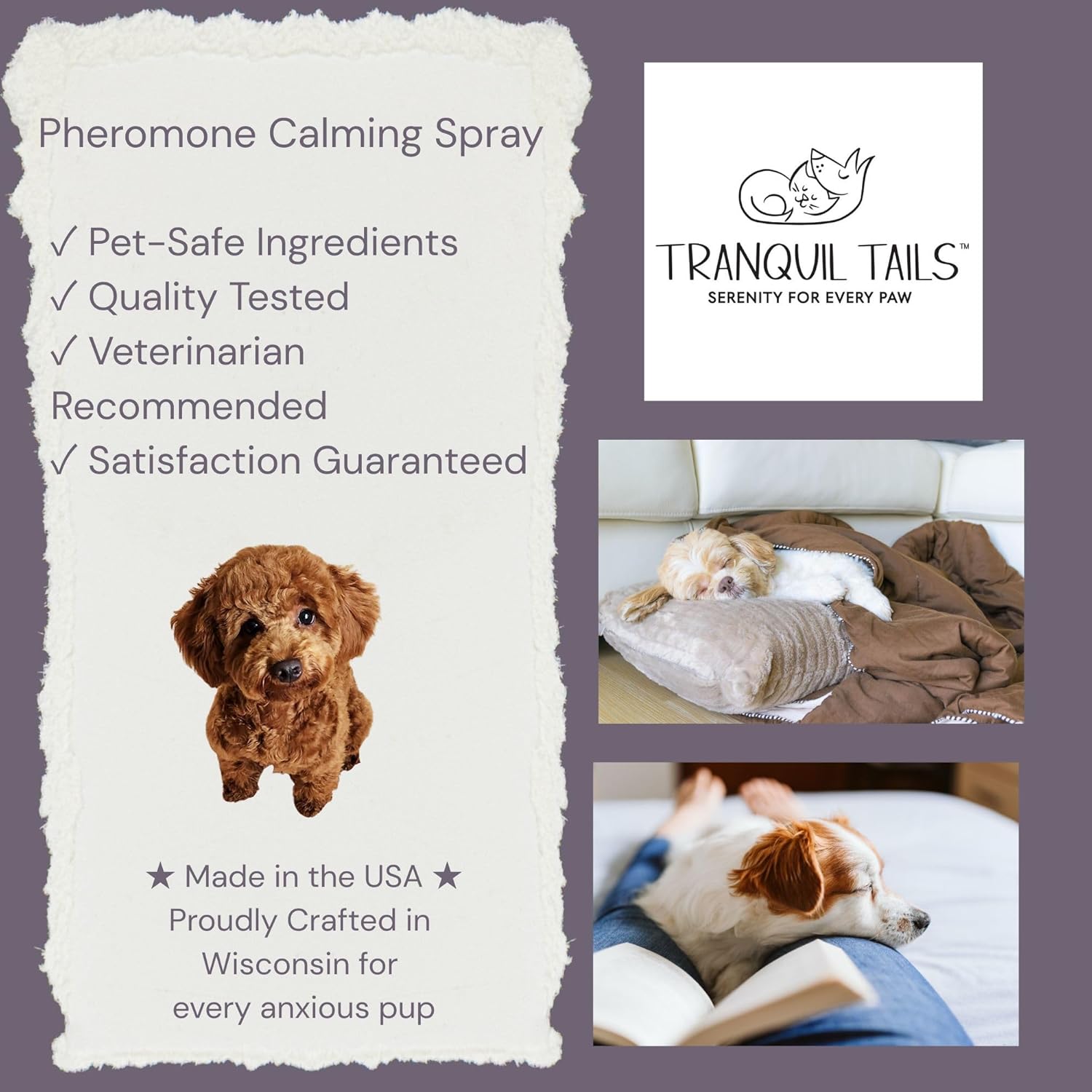 Pet Zen Pheromone Calming Spray for Dogs - Made in the USA - Alcohol-Free - for Carriers, Bedding, Travel & Vet Visits