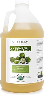 velona USDA Certified Organic Castor Oil - 1 Gallon / 128 Fl Oz | For Hair, Boost Eyelashes, Eyebrows | Cold pressed, Natural Oil, USP Grade | Hexane Free