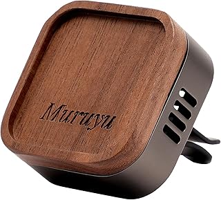 Walnut Wood Car Vent Diffuser, Essential Oil Diffuser for Car, Zinc Alloy with Magnetic Cover, Refillable Non-Electric Air Freshener, Subtle & Controlled Scent
