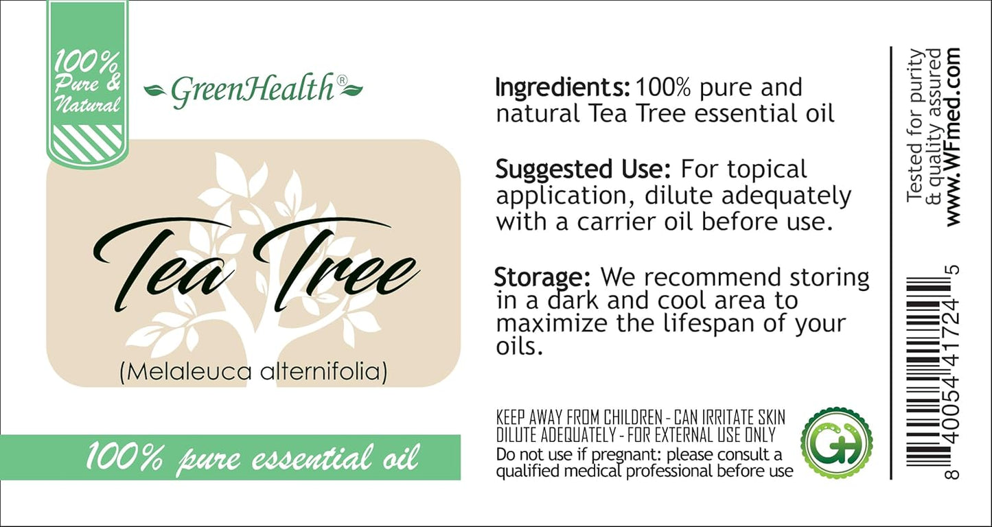 Tea Tree Essential Oil – 8 fl oz (237 ml) Aluminum Bottle w/Plug Cap – 100% Pure Essential Oil, Uncut – GreenHealth