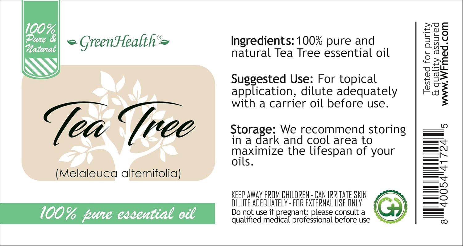 Tea Tree Essential Oil – 8 fl oz (237 ml) Aluminum Bottle w/Plug Cap – 100% Pure Essential Oil, Uncut – GreenHealth