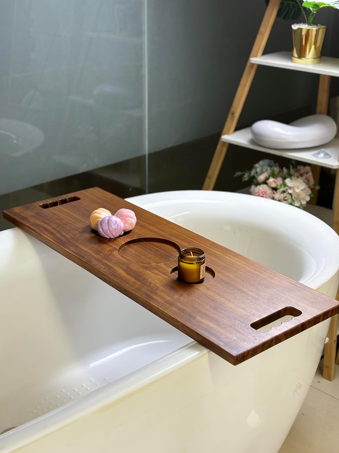 Wood Bathtub Tray with Handles – 35 x 12 Inch Large Luxury Bath Caddy