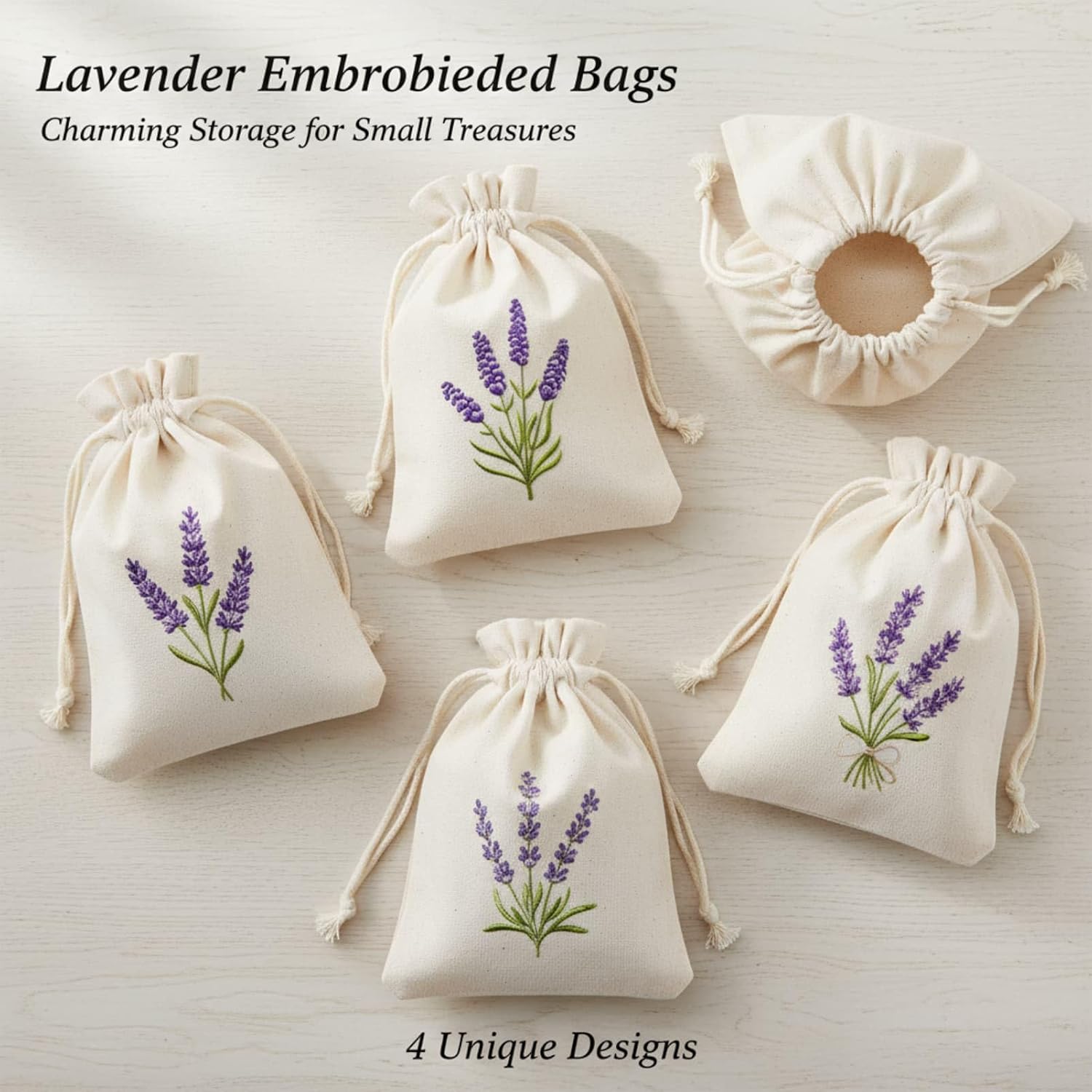 12 Pcs Sachet Bags Empty Small Sachet Bags for Fragrance Handmade Scent Sachets Lavender Pattern(13x18cm, Natural Cotton)