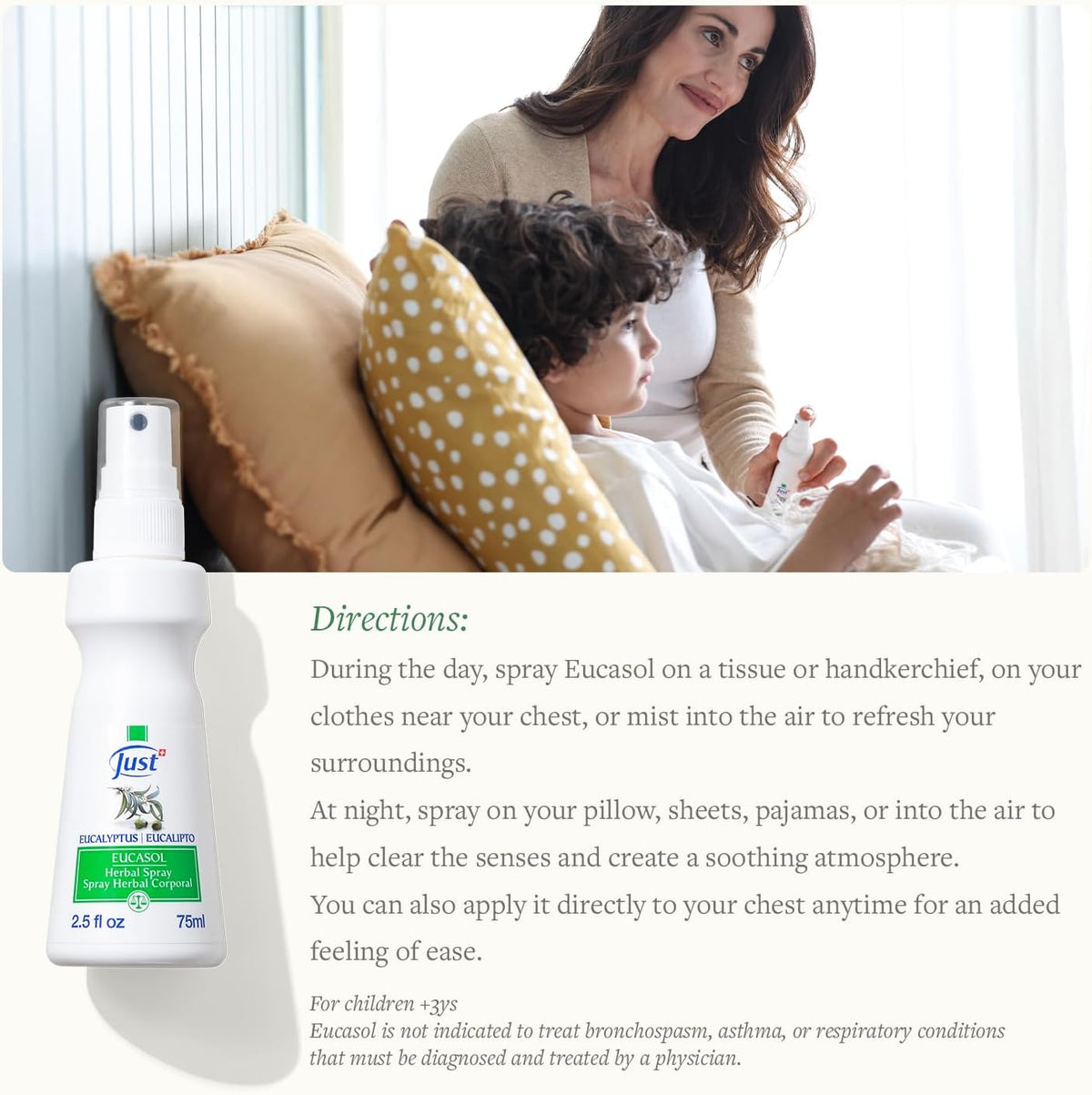 Swiss Just - Eucasol Spray - 75 ml - Enriched with Eucalyptus Essential Oil