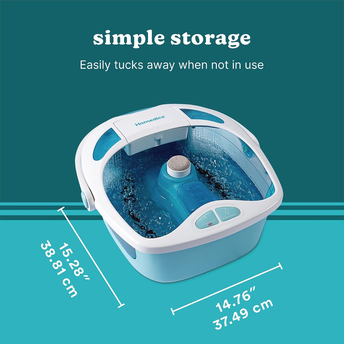 HoMedics Shower Bliss Foot Spa, Shower Massage Water Jets, Pedicure Center with 3 attachments, Toe-Touch Control, FB-625H