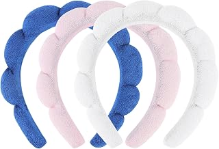 3 Pack Spa Headbands for Washing Face, Skincare & Makeup, Terry Cloth Headbands with Puffy Cloud Design, One Size Fits Most, Comfortable & Durable