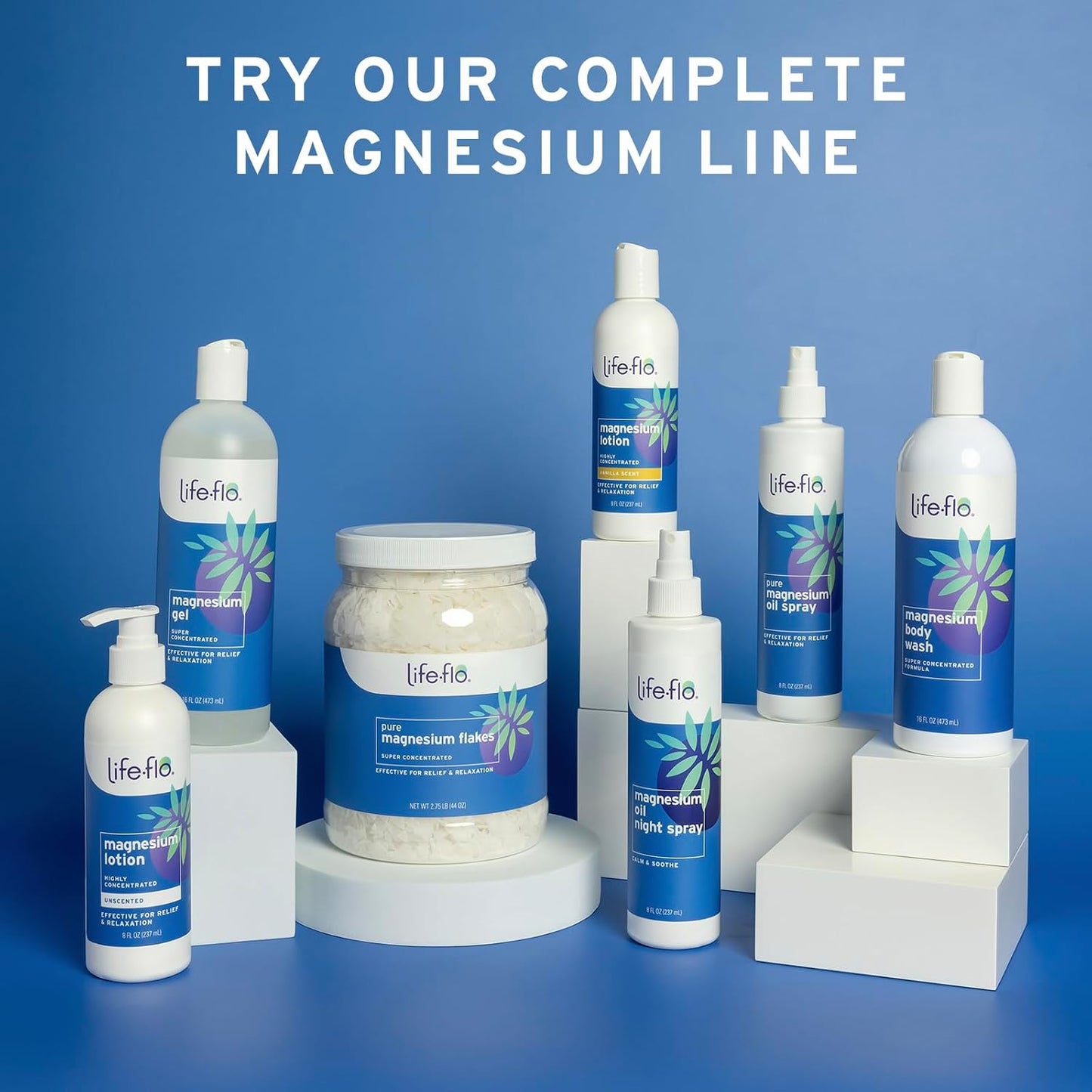 Life-flo Unscented Magnesium Lotion 8oz and Magnesium Flakes for Bath 44oz - Relief and Relaxation with Topical Magnesium Chloride from Zechstein Seabed - Soothe Muscles and Joints - 60-Day Guarantee