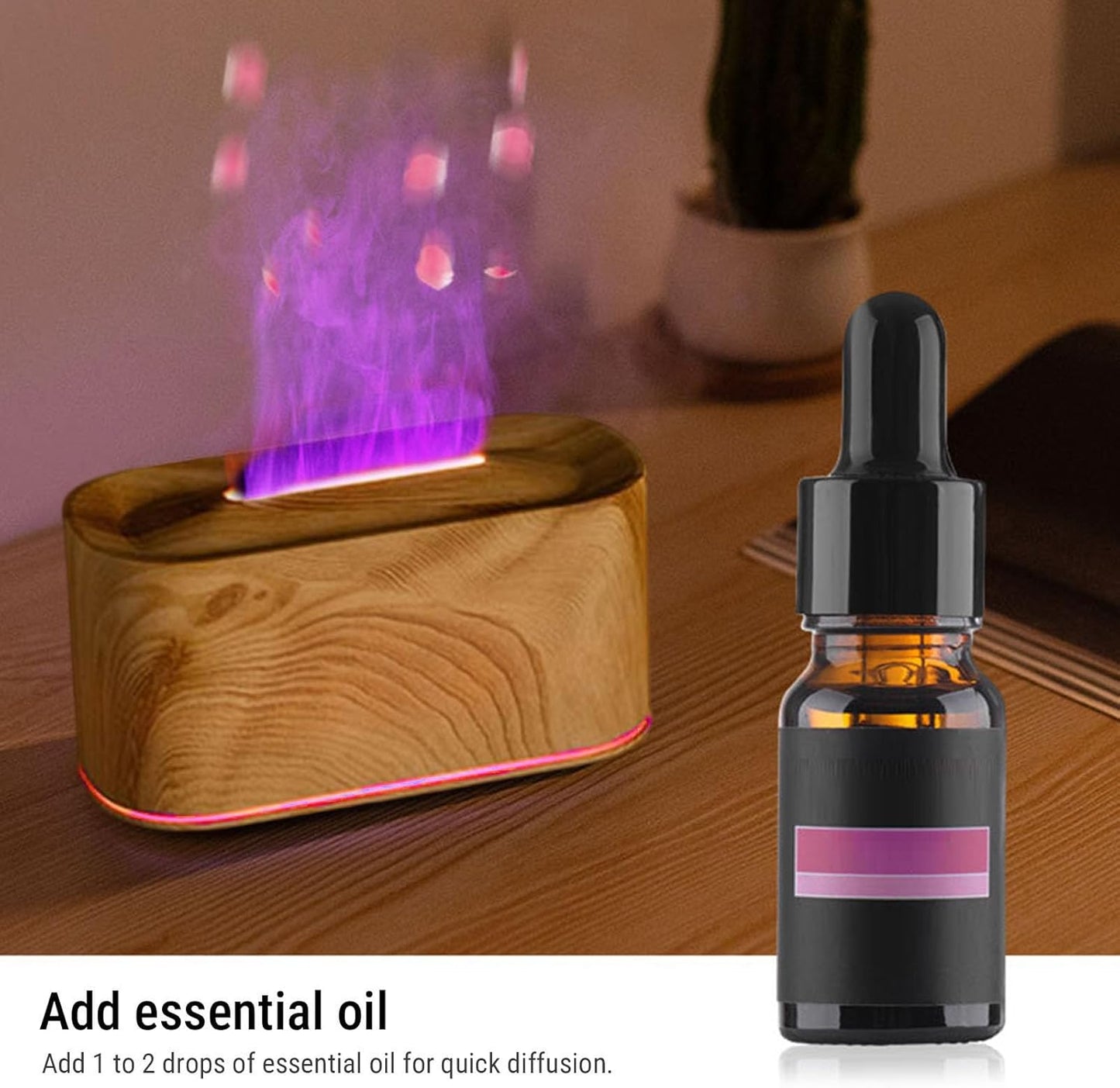 ZJchao Diffuser Humidifier Aromatherapy Essential Oil Diffuser 220ml Ultrasonic Effect with 7 Color Light Modes for Home Office Bedroom (Light Wood Grain)