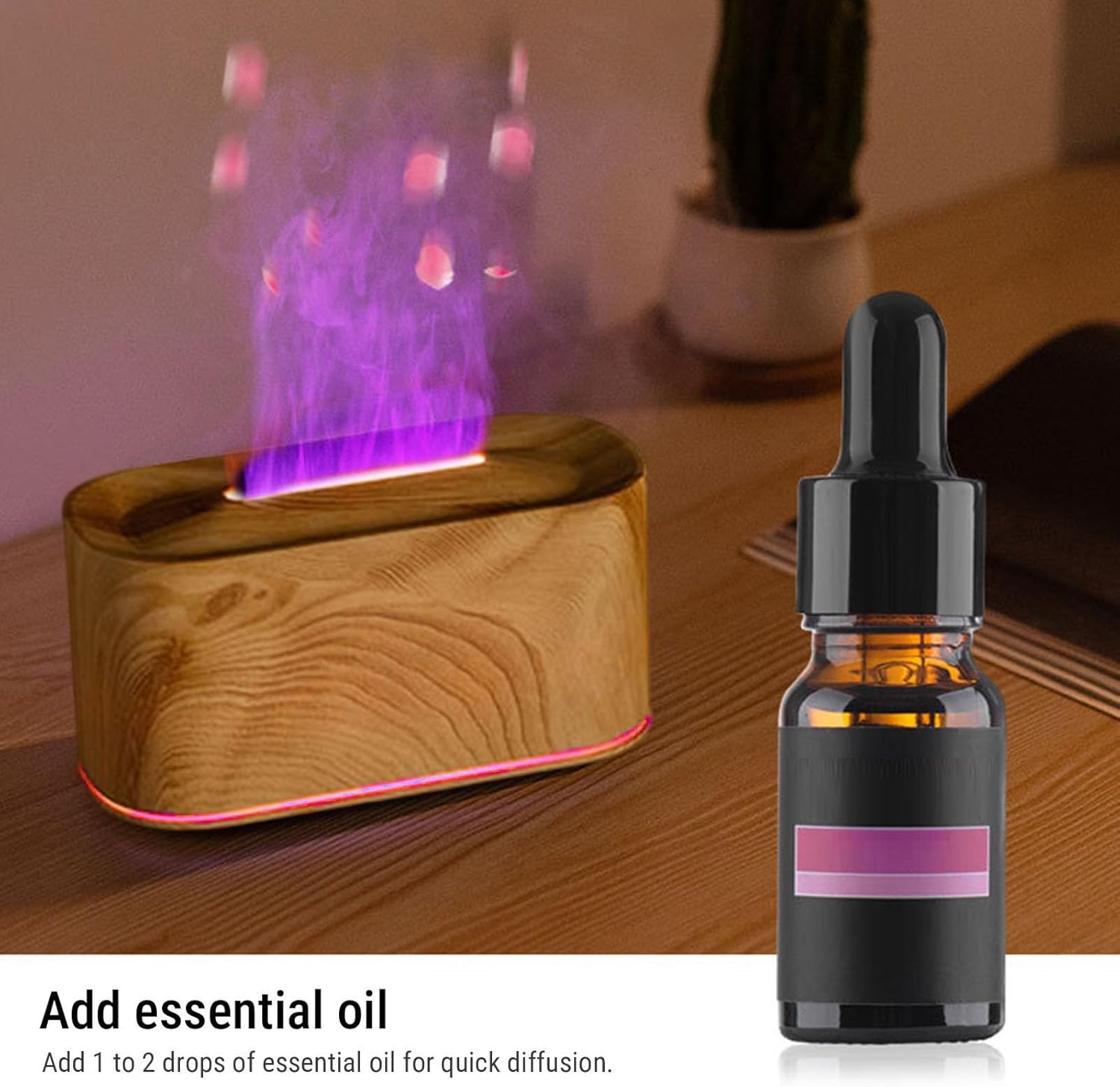 ZJchao Diffuser Humidifier Aromatherapy Essential Oil Diffuser 220ml Ultrasonic Effect with 7 Color Light Modes for Home Office Bedroom (Light Wood Grain)