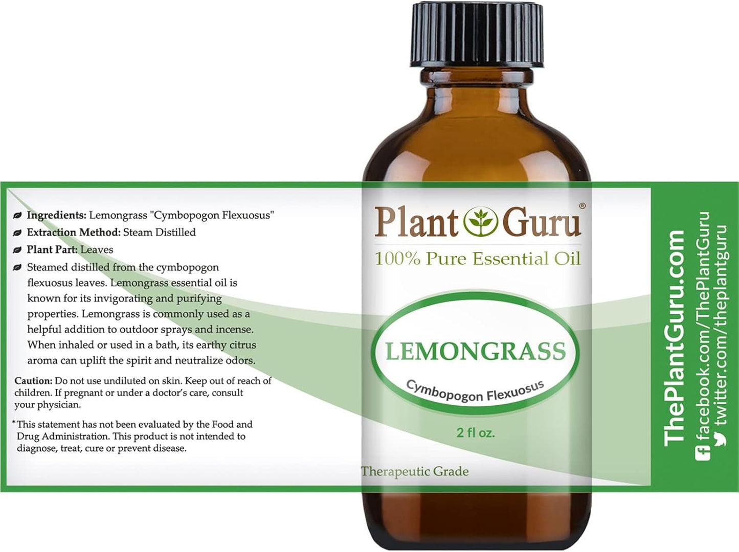 Lemongrass Essential Oil 2 oz 100% Pure Undiluted Therapeutic Grade for Aromatherapy Diffuser, Natural Healthy Skin, Body and Hair Growth