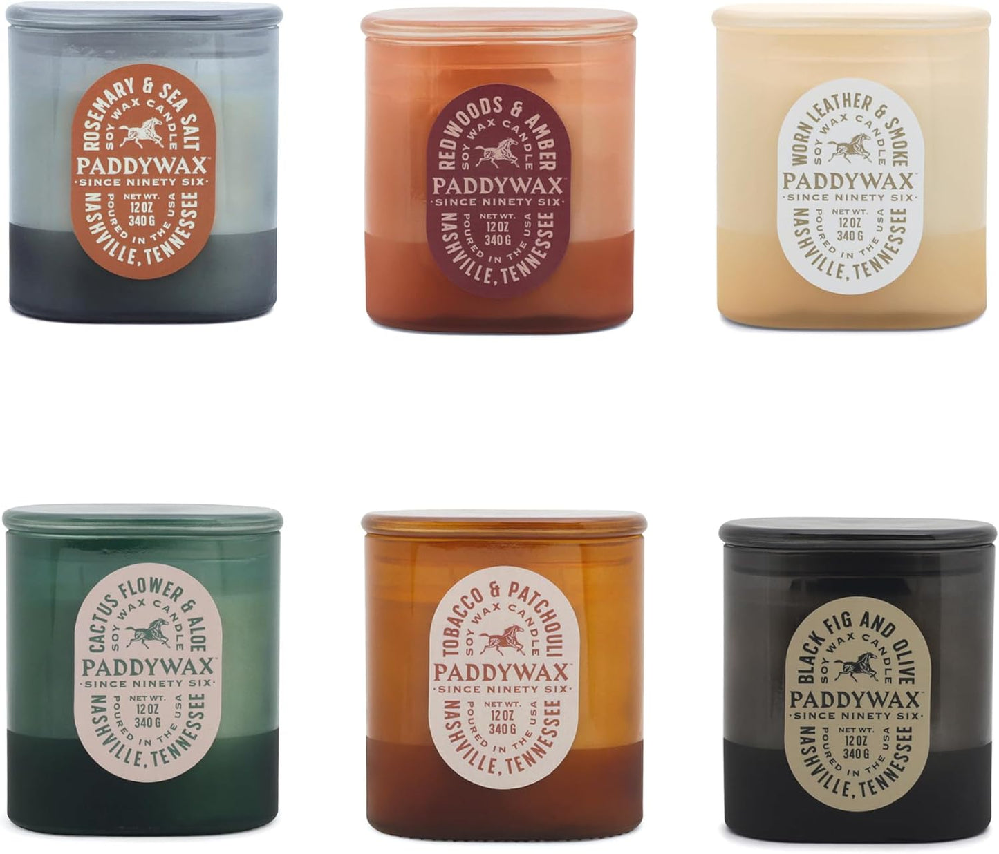 Paddywax Vista Scented Candle with Lid in Reusable Tonal Glass Jar, Clean-Burn 2-Wick Soy Candle with Approx. 84 Hour Burn Time, Decorative Gift Candles for Home, Cactus Flower & Aloe, 12 oz