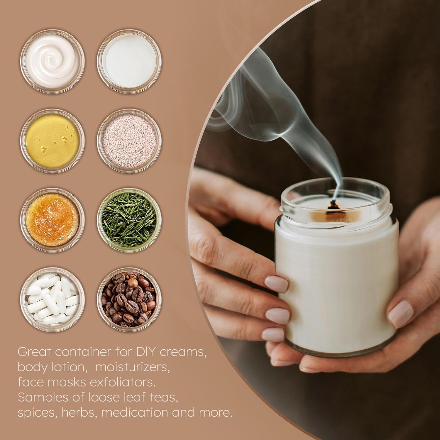 Tecohouse 8 oz Glass Jars with Lids, 30 Pack Candle Jars Canning Mason Jars with Lids, White Labels & Inner Liners, Empty Airtight Round Clear Slime Containers for Cream, Spice, Lotion, Ointments