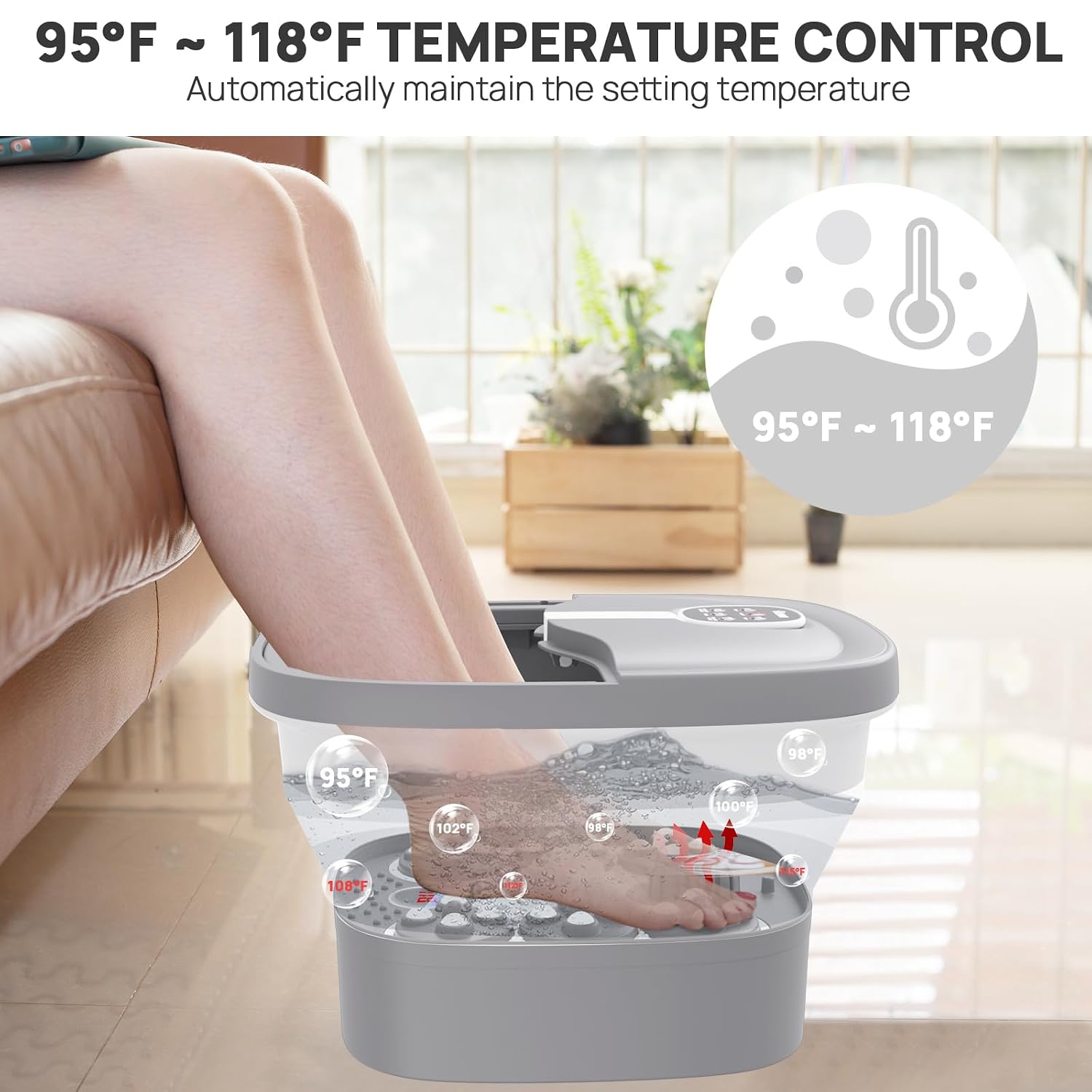 HOSPAN Collapsible Foot Spa Electric Rotary Massage, Foot Bath with Heat, Bubble, Remote, and 24 Motorized Shiatsu Massage Balls. Pedicure Foot Spa for Feet Stress Relief