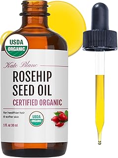 Kate Blanc Cosmetics Rosehip Seed Oil for Face, 100% Pure Organic | Cold Pressed Unrefined Rose Hip Facial Oil for Skin, Hair & Gua Sha Massage (1oz)