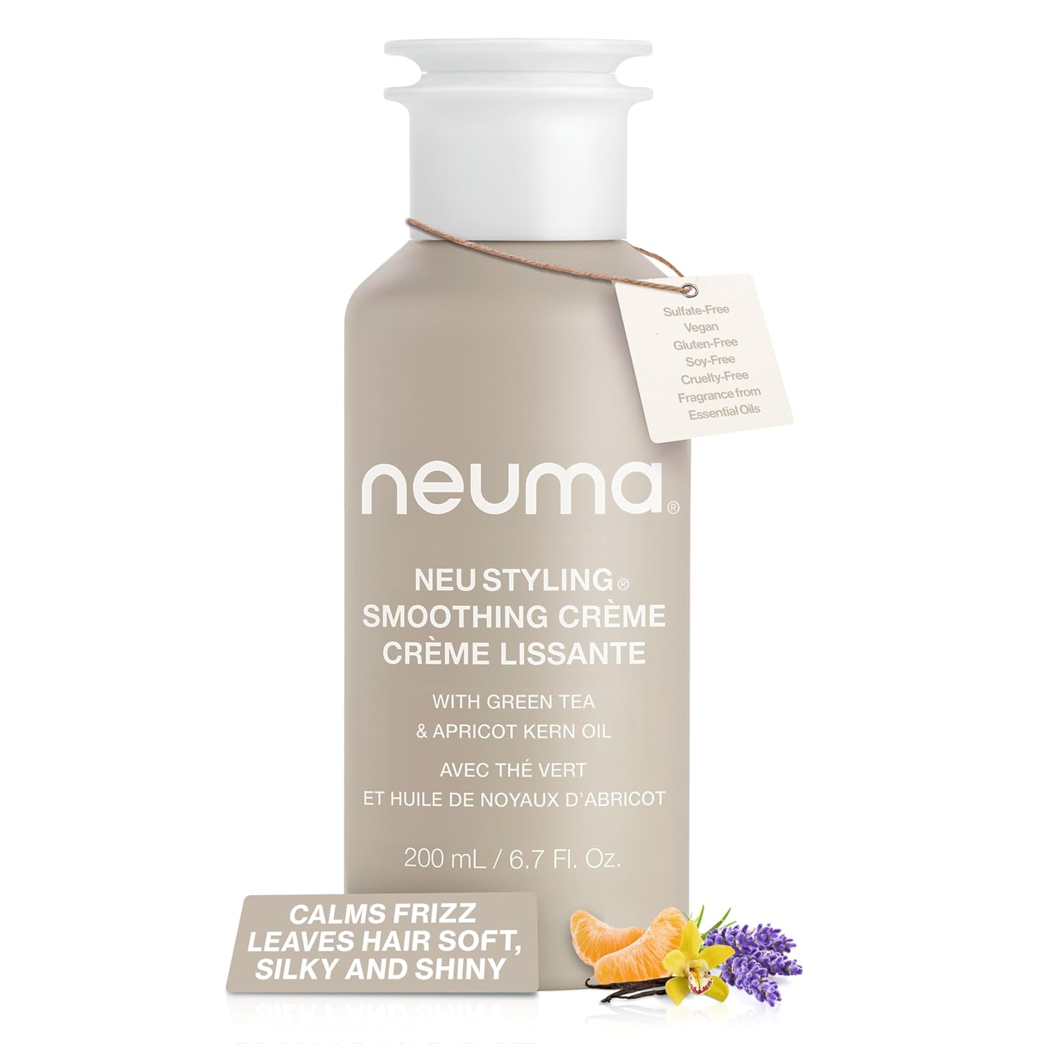 Neuma Neu Styling Smoothing Hair Crème, 6.7 FL Oz | Lightweight Frizz Control Cream Enriched with Shea Butter & Apricot Kernel Oil for Soft, Smooth & Shiny Hair | Color-Safe Formula