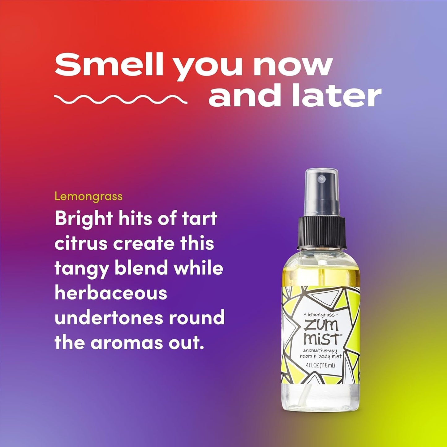 Indigo Wild Zum Mist Room & Body Spray - Aromatherapy Essential Oil Spray - Natural Body Mist & Room Spray - Lemongrass Scent - 4 fl oz