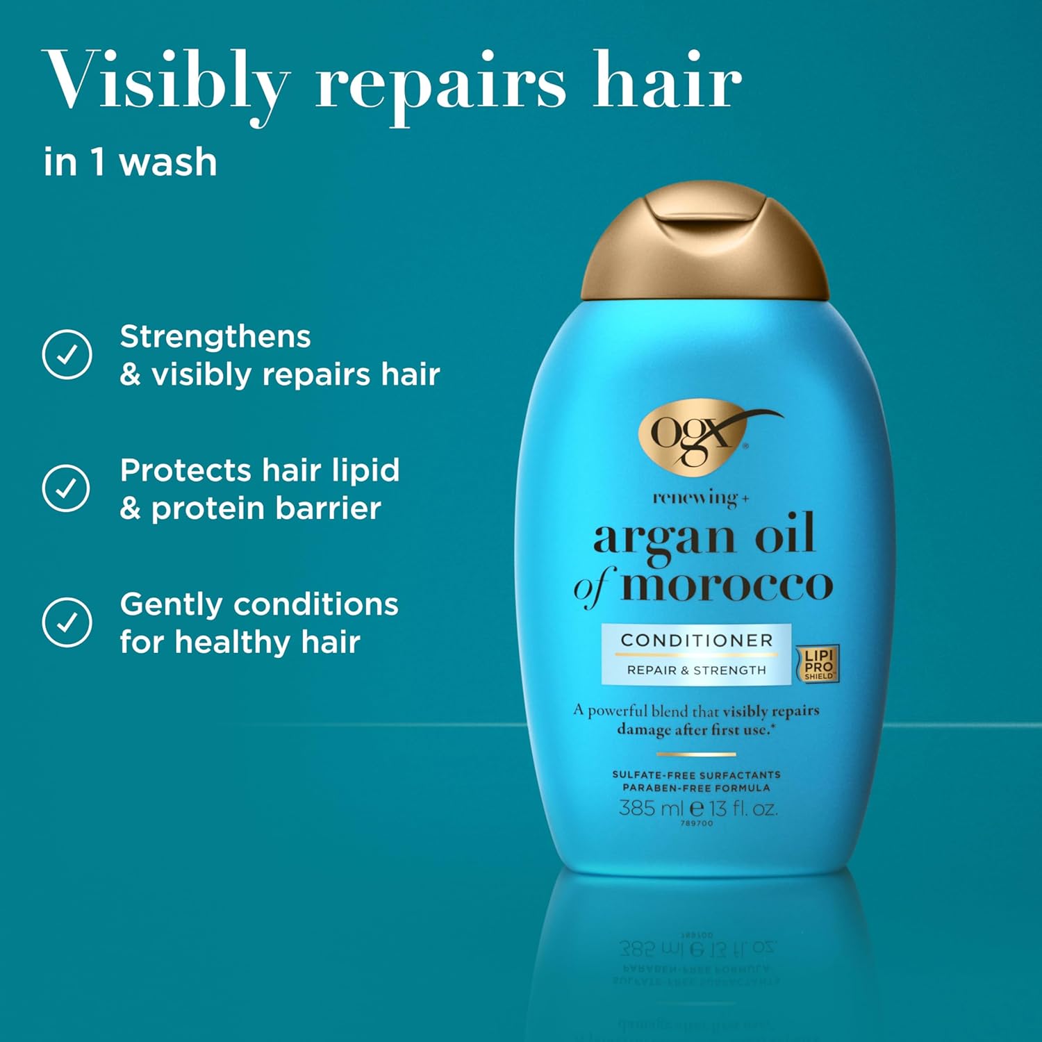 OGX Renewing + Argan Oil of Morocco Conditioner, Repair Conditioner & Argan Oil Helps Strengthen & Repair Dry, Damaged Hair, Paraben-Free, Sulfate-Free Surfactants, 13 fl. oz