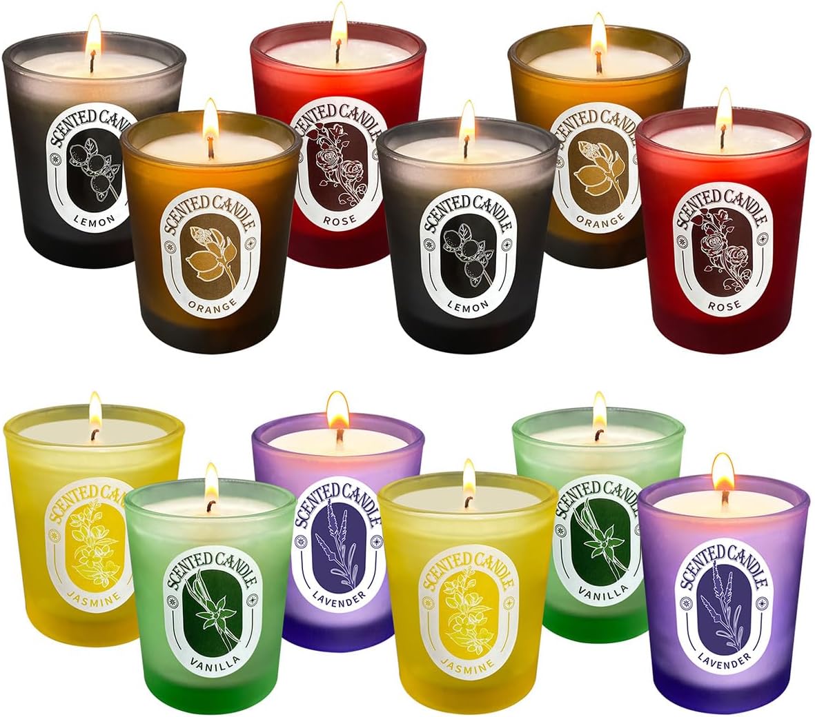 Scented Candles Gift Set of 12 Pack, Glass Jar Candles for 6 Scented, Long Lasting Soy Wax Aromatherapy Candle Set, Best Gifts with Gift Box for Every One