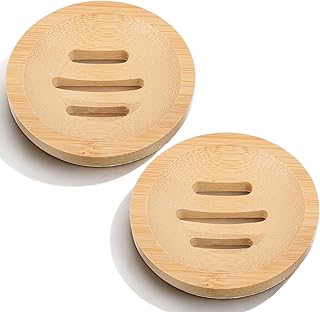 Ymapinc Bamboo Soap Holder, Natural Shower Steamer Holder, Round Wood Soap Tray for Home Bathroom