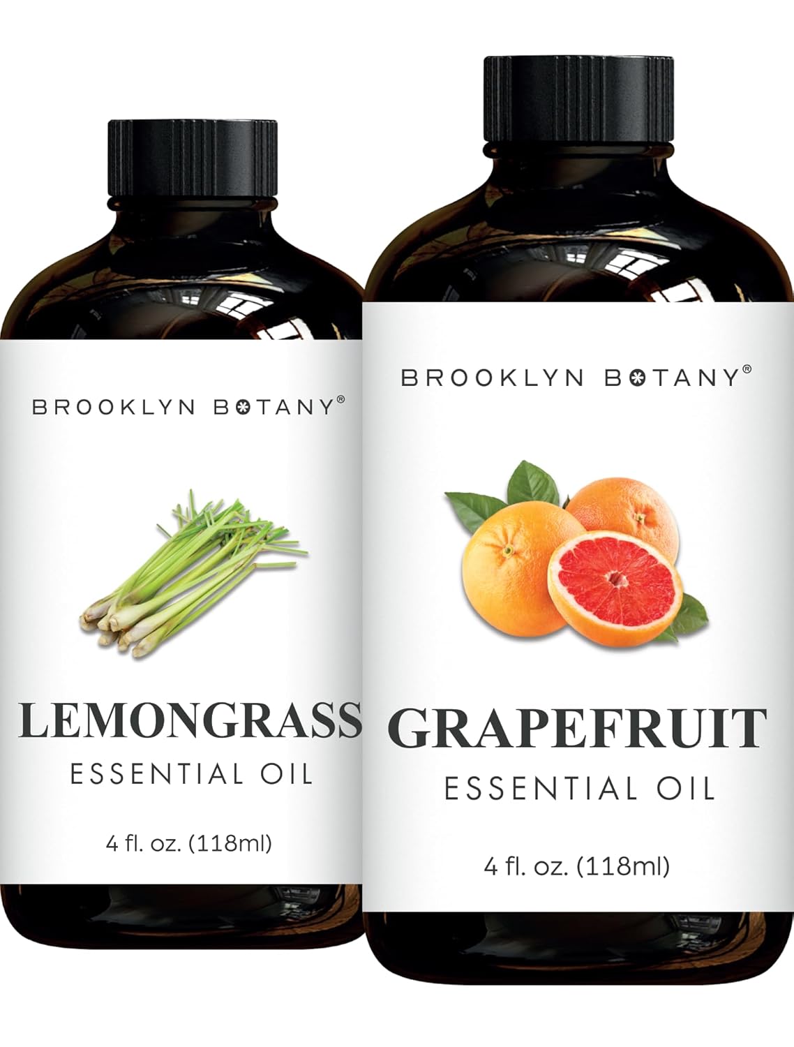 Brooklyn Botany Lemongrass & Grapefruit Essential Oils – 4 Fl Oz (Pack of 2) – 100% Pure & Natural – Bright & Fresh Aromatherapy Blend