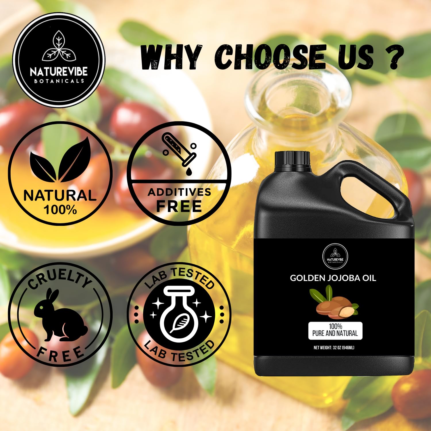 Naturevibe Botanicals Jojoba Oil 32oz and Grapeseed Oil 32oz | Oil Combo