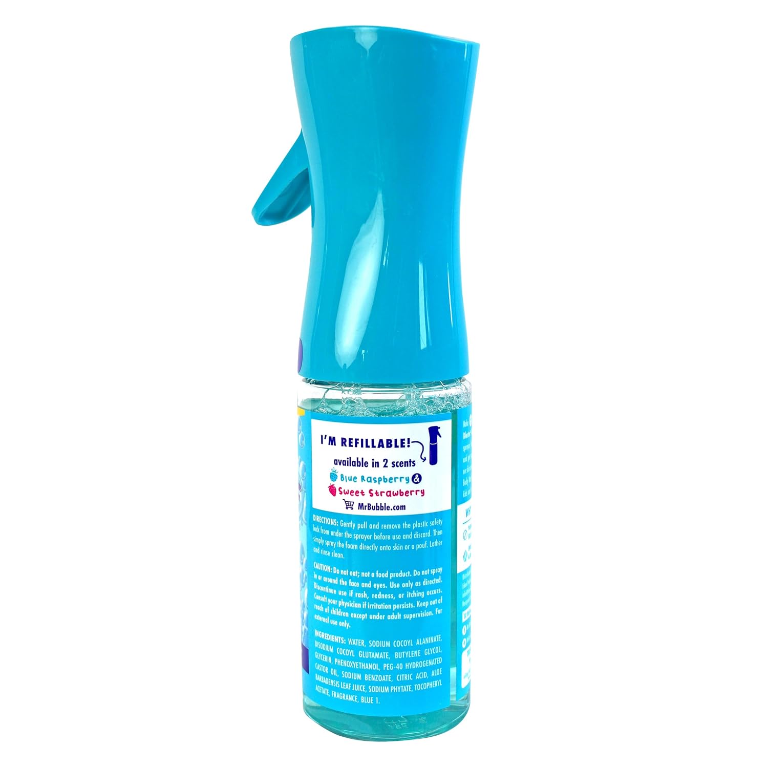 Mr. Bubble Super Blaster Body Wash, Blue Raspberry Blast Scent, Fun Body Wash Sprayer for Kids Shower and Bath, 6.76 fl oz