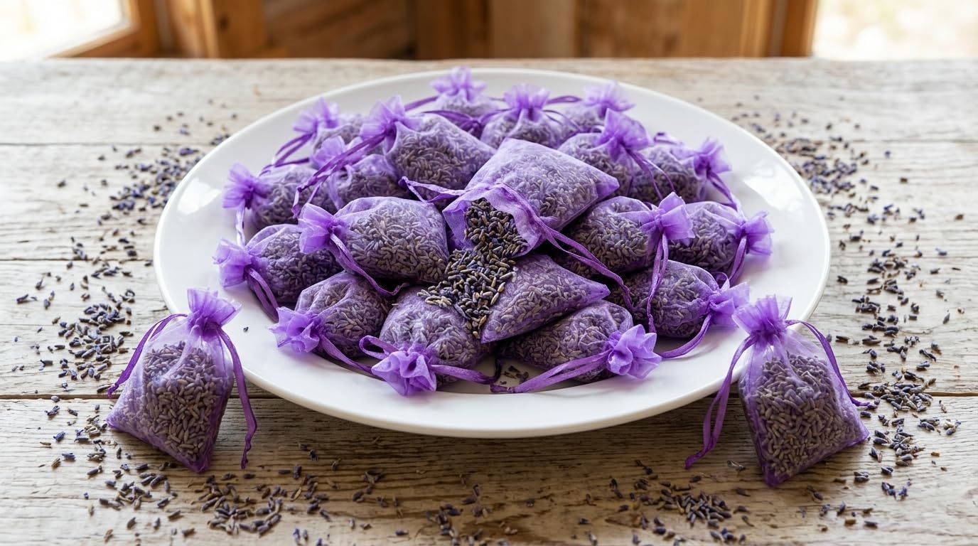 WEALD TRIBE 100% Pure Natural Sun Dried Lavender Sachets for Drawers Closets Wardrobes, 24 Packs Home Fragrance Fresh Air Bags